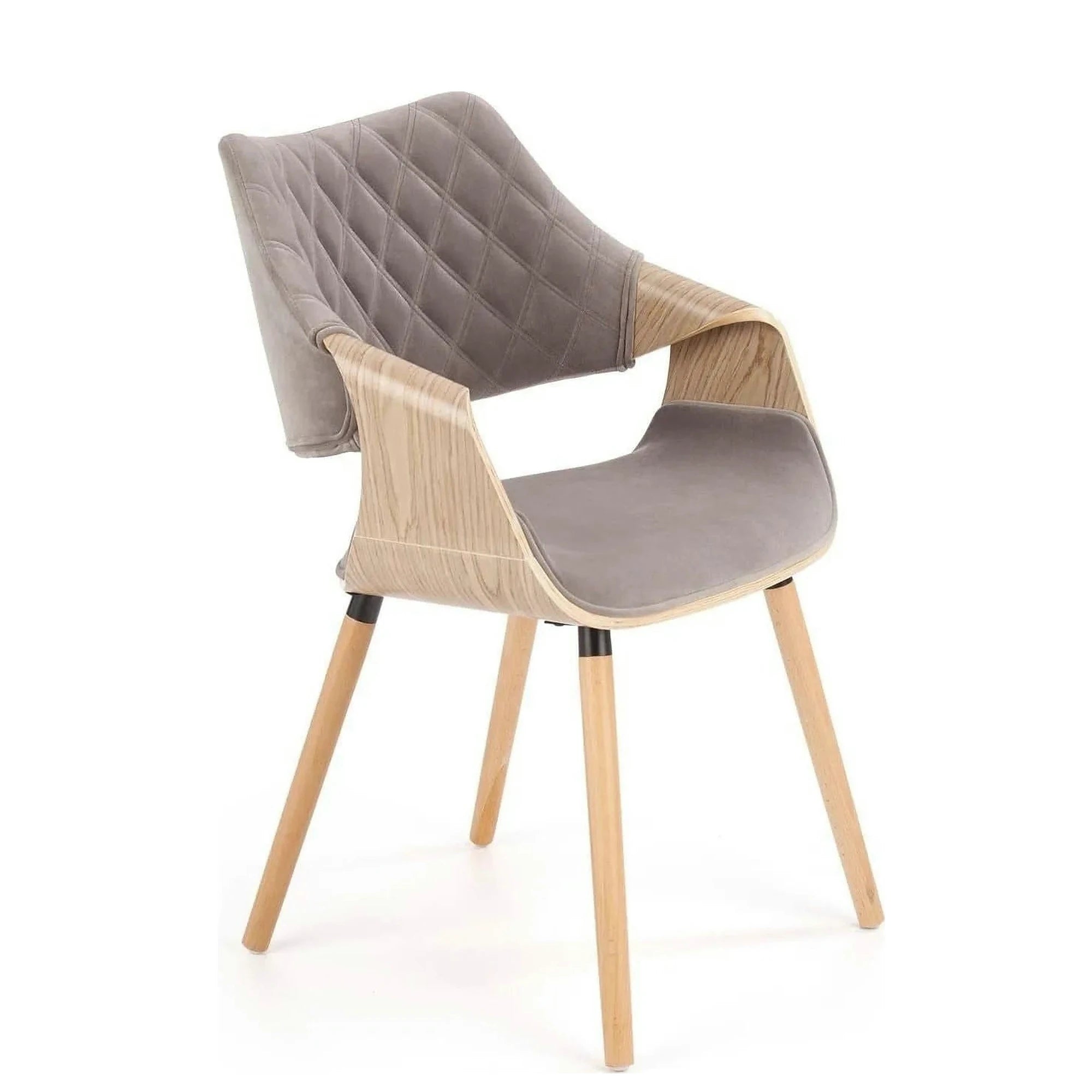 Scaun modern dining K396, stejar/gri, stofa catifelata/placaj, 56x55x77 cm