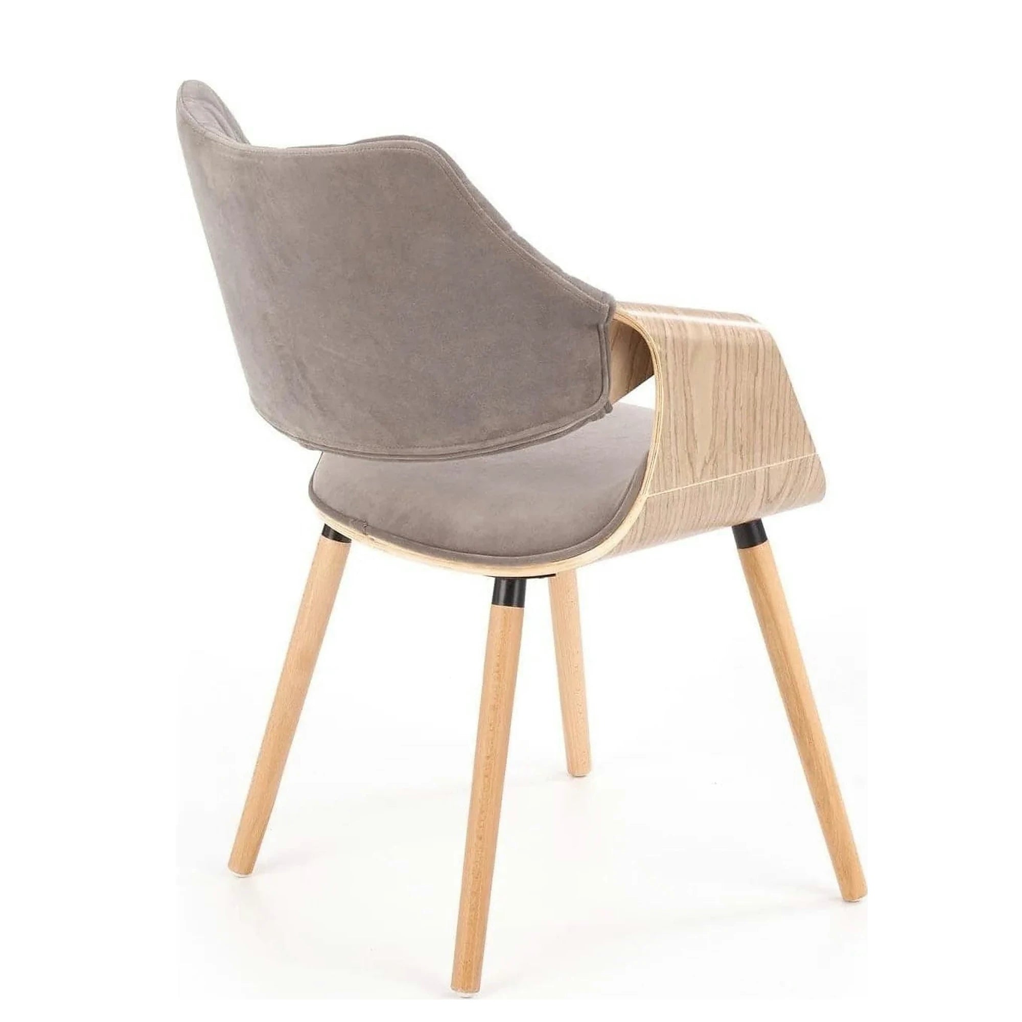 Scaun modern dining K396, stejar/gri, stofa catifelata/placaj, 56x55x77 cm