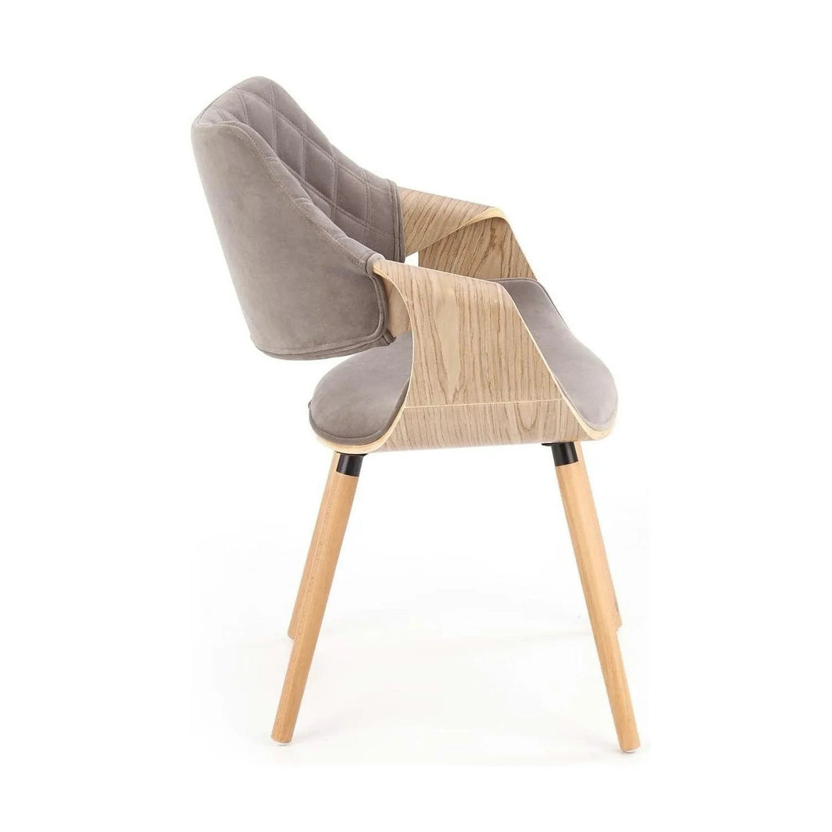 Scaun modern dining K396, stejar/gri, stofa catifelata/placaj, 56x55x77 cm