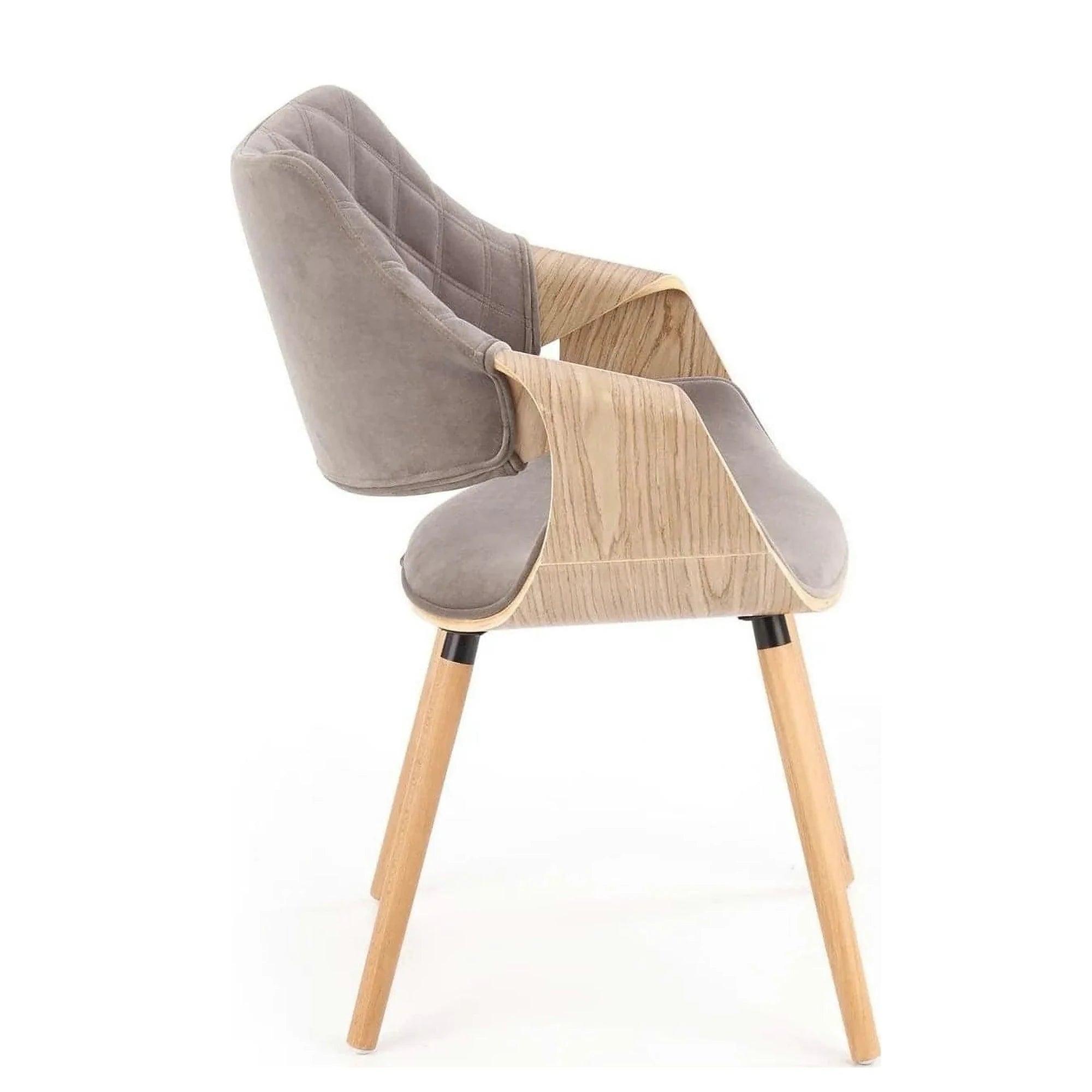 Scaun modern dining K396, stejar/gri, stofa catifelata/placaj, 56x55x77 cm