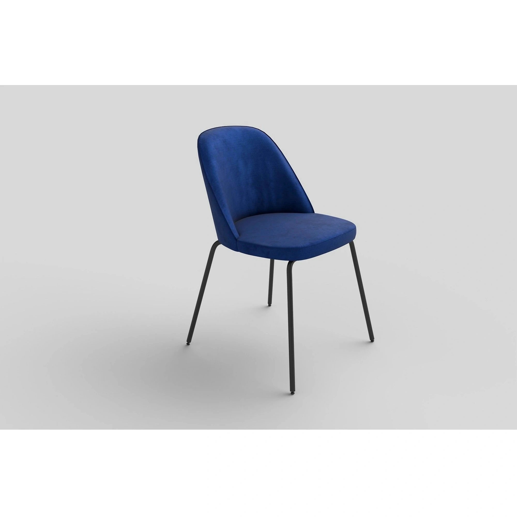 Scaun modern K314, albastru/negru, stofa catifelata/metal, 49x50x80 cm