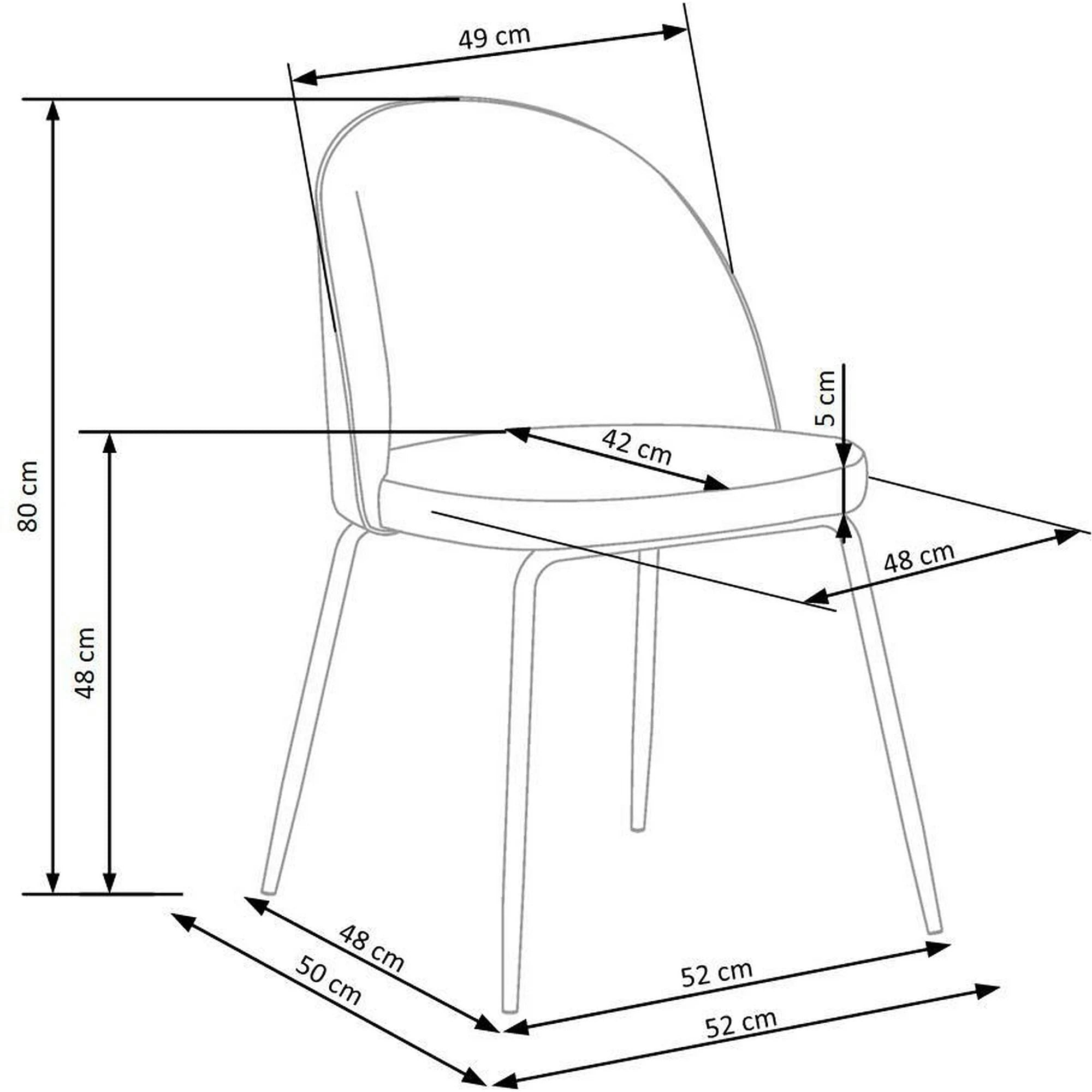 Scaun modern K314, albastru/negru, stofa catifelata/metal, 49x50x80 cm
