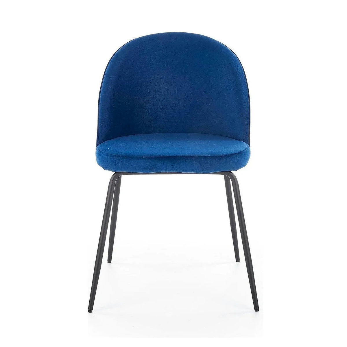 Scaun modern K314, albastru/negru, stofa catifelata/metal, 49x50x80 cm