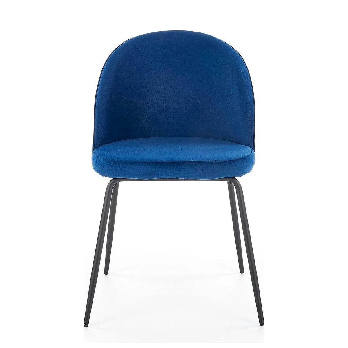 Scaun modern K314, albastru/negru, stofa catifelata/metal, 49x50x80 cm