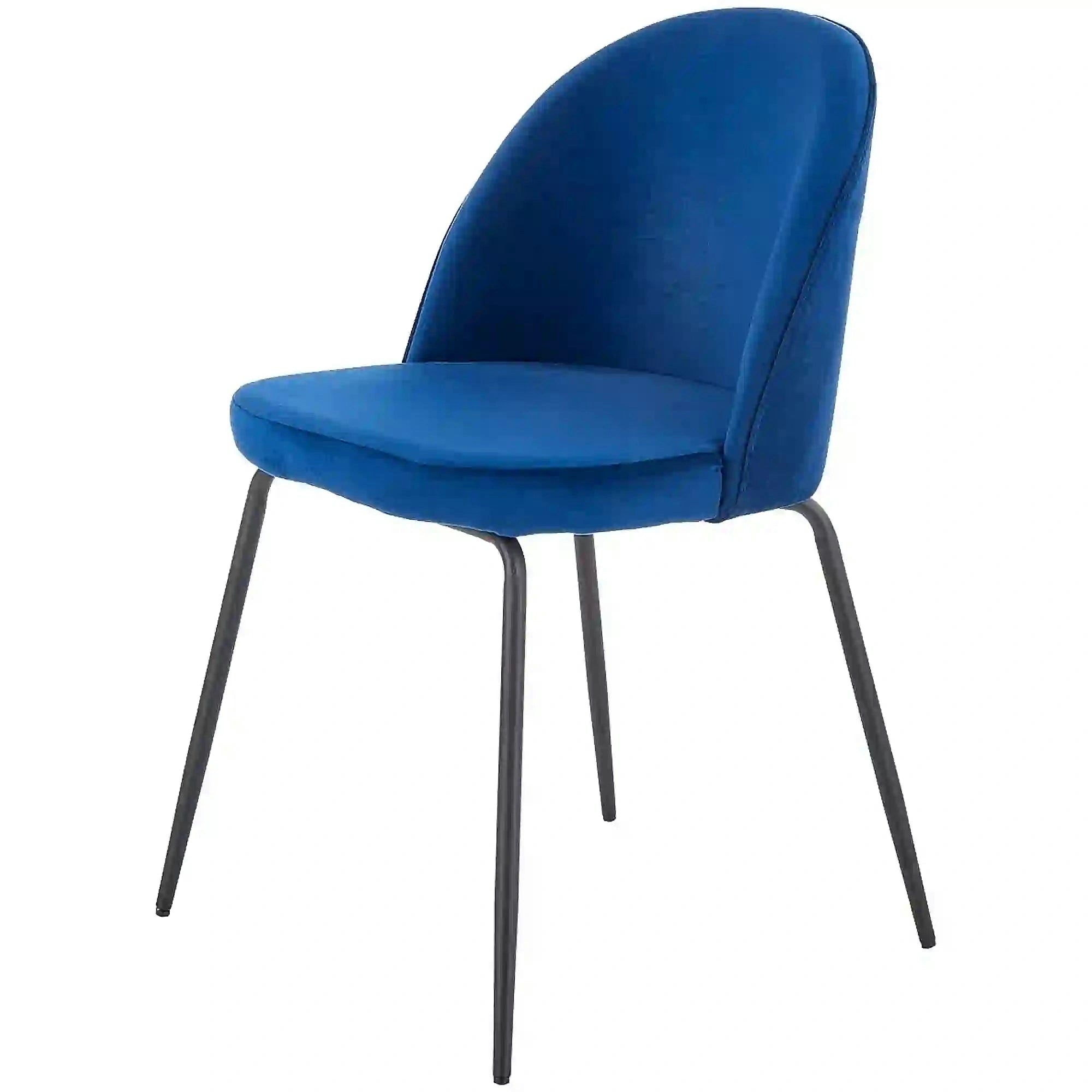 Scaun modern K314, albastru/negru, stofa catifelata/metal, 49x50x80 cm