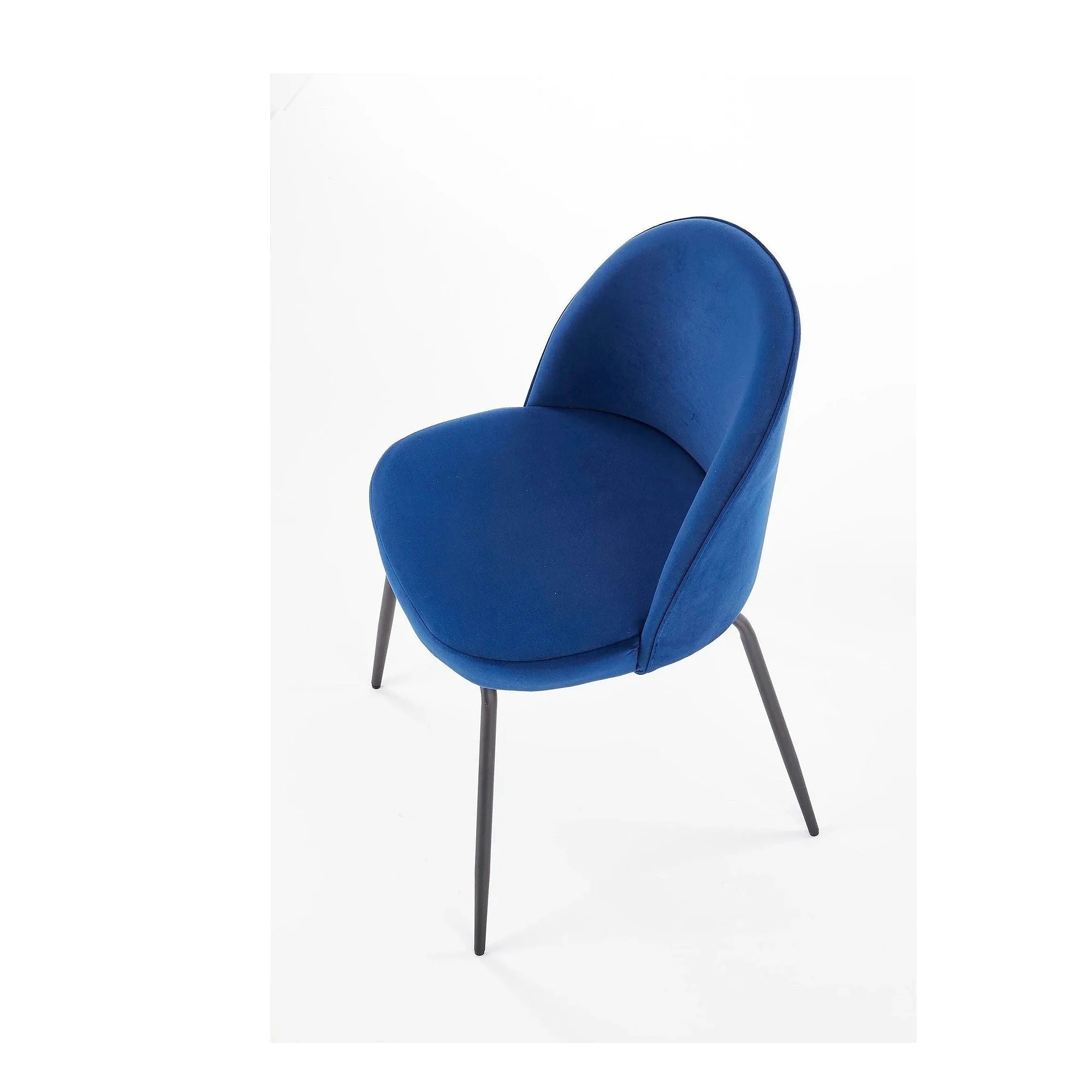 Scaun modern K314, albastru/negru, stofa catifelata/metal, 49x50x80 cm