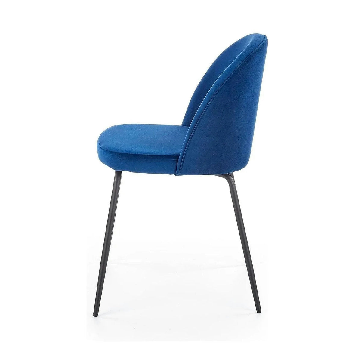 Scaun modern K314, albastru/negru, stofa catifelata/metal, 49x50x80 cm