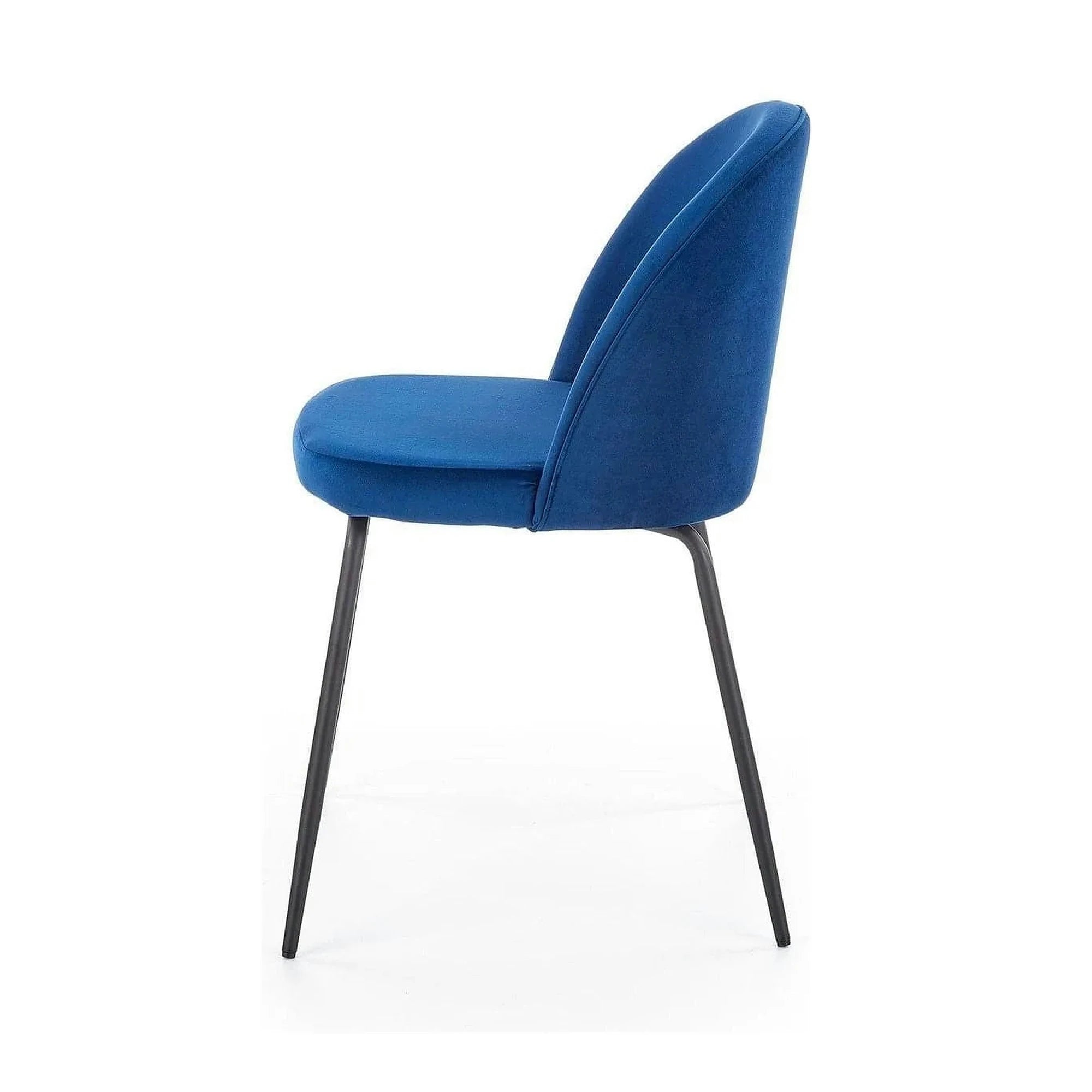 Scaun modern K314, albastru/negru, stofa catifelata/metal, 49x50x80 cm