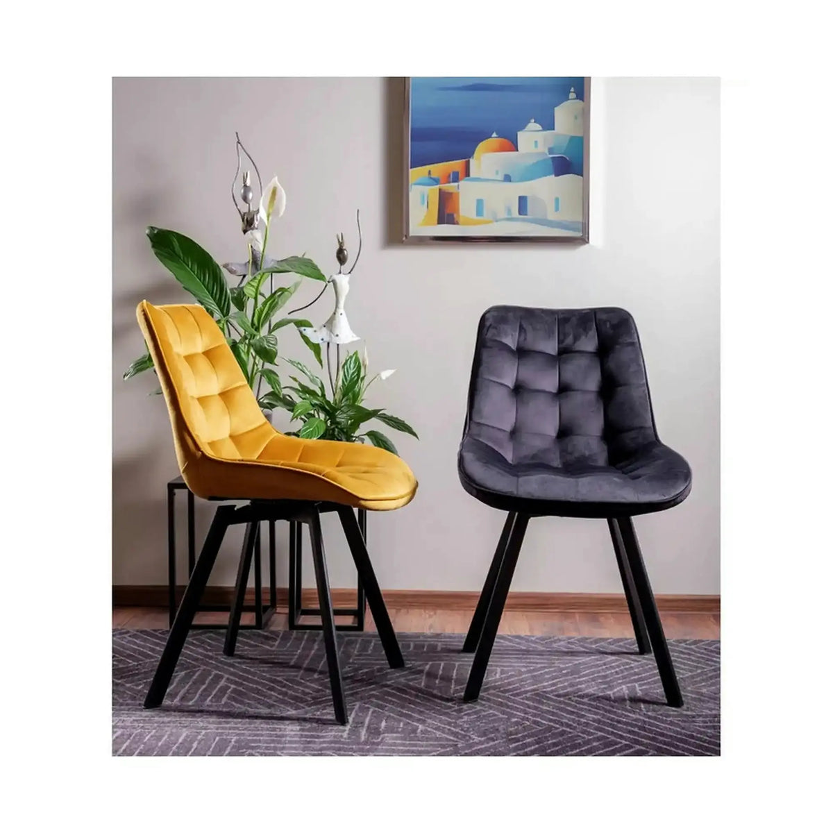 Scaun MONTI, negru - Bluvel 19, stofa catifelata/metal, 51x60x88 cm