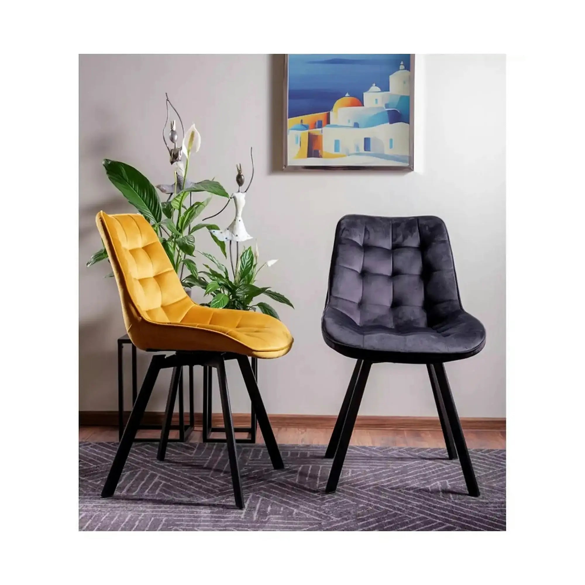 Scaun MONTI, negru - Bluvel 19, stofa catifelata/metal, 51x60x88 cm