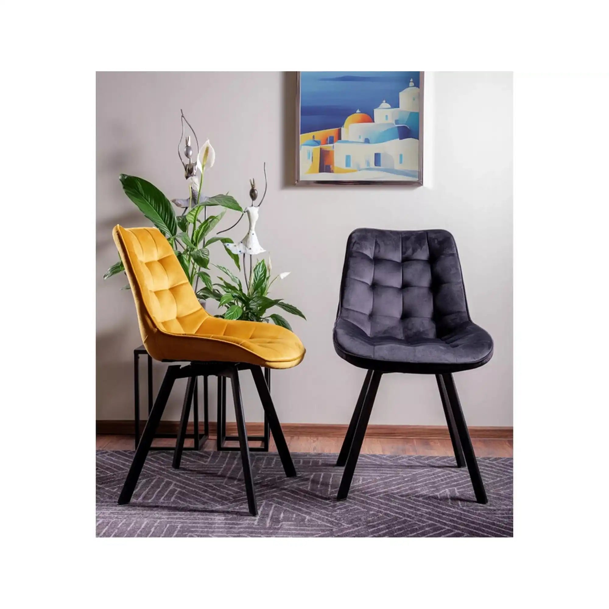 Scaun MONTI, negru - Bluvel 19, stofa catifelata/metal, 51x60x88 cm