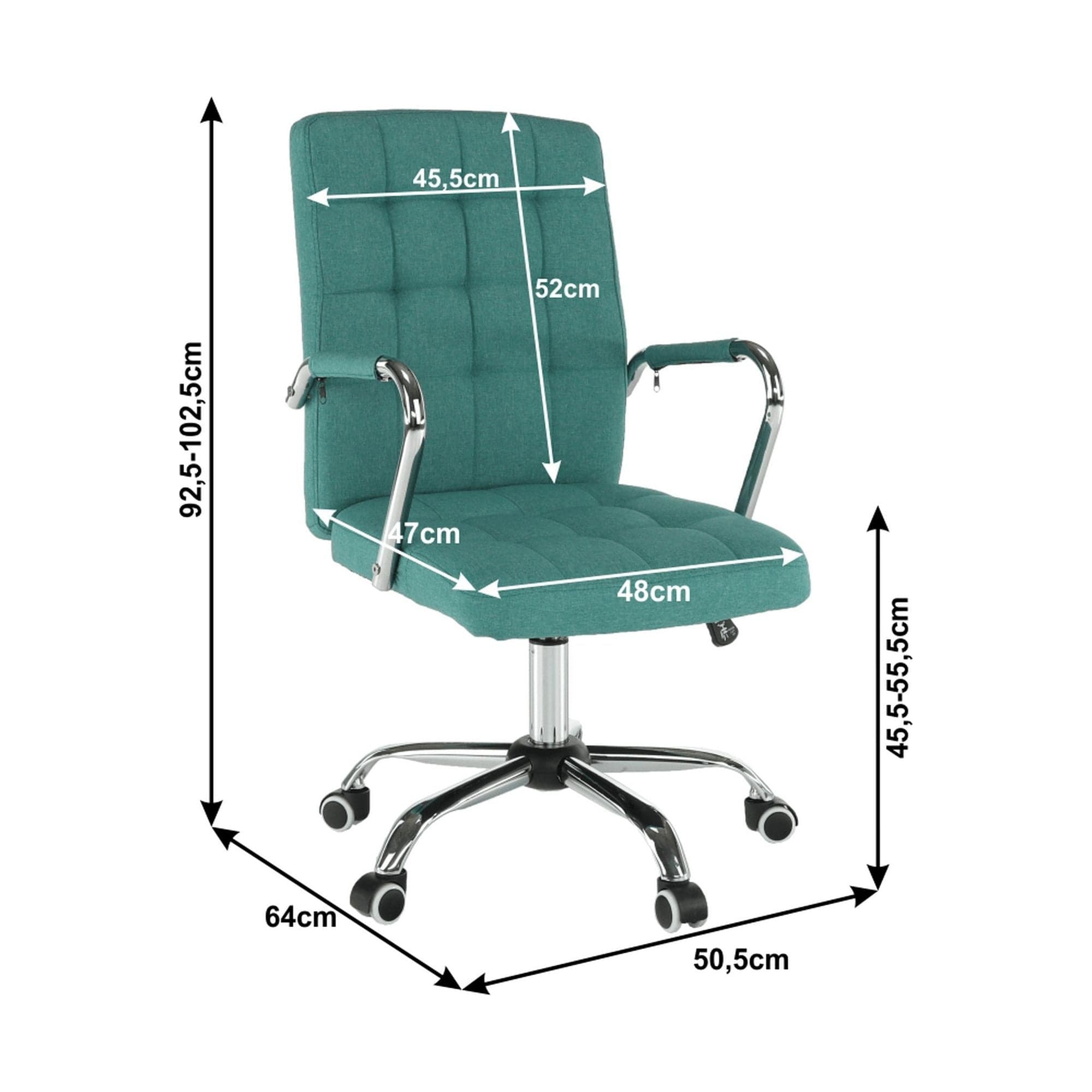 Scaun MORGEN, verde/crom, stofa clasica/metal, 51x64x93/103 cm