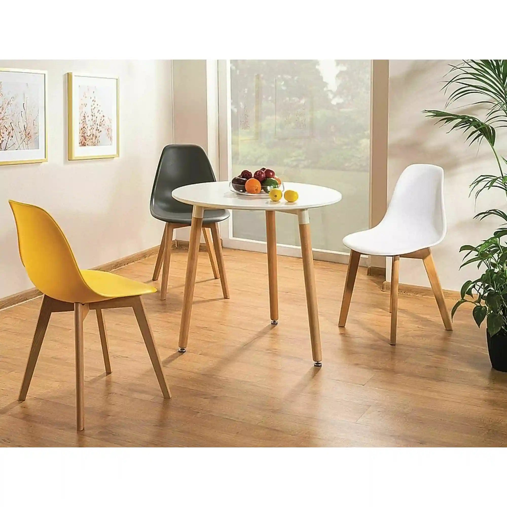 Scaun Moris, gri deschis/fag, plastic/lemn de fag, 46x37x81 cm