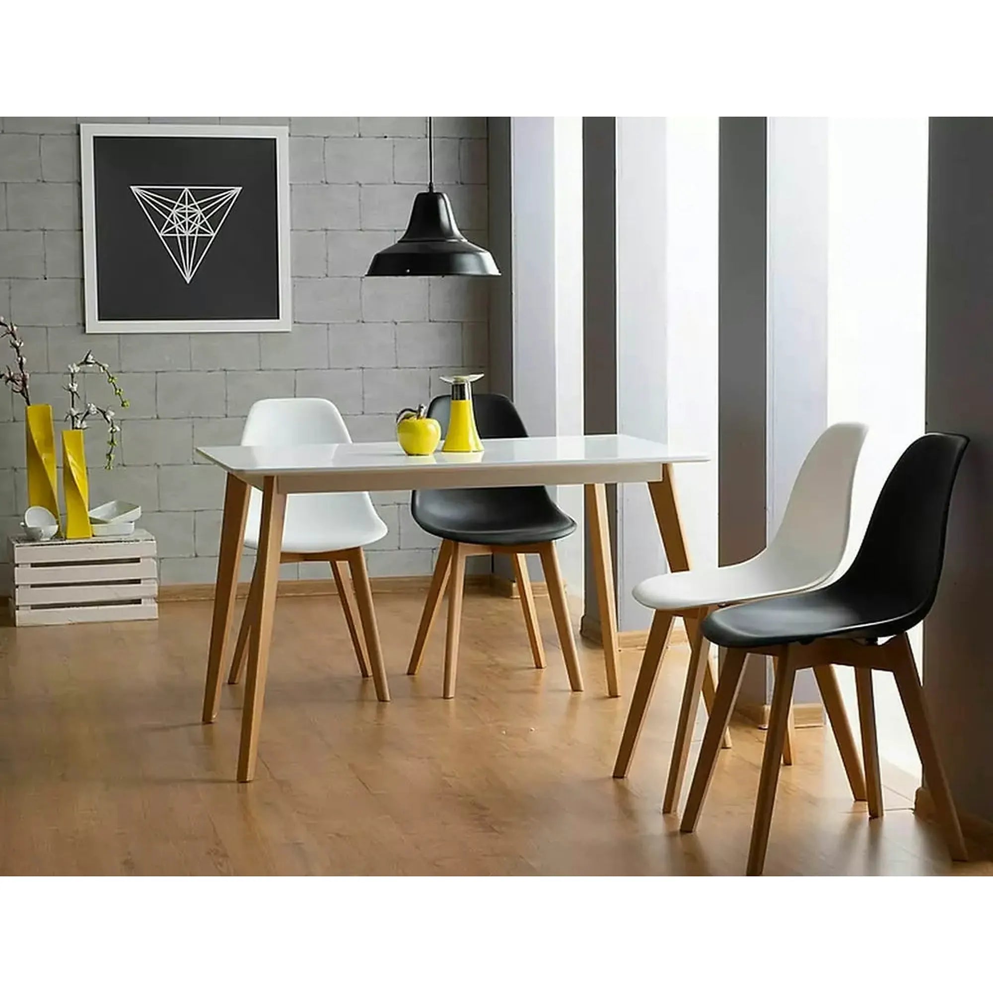 Scaun Moris, negru/stejar, plastic/lemn de fag, 46X38X85 cm