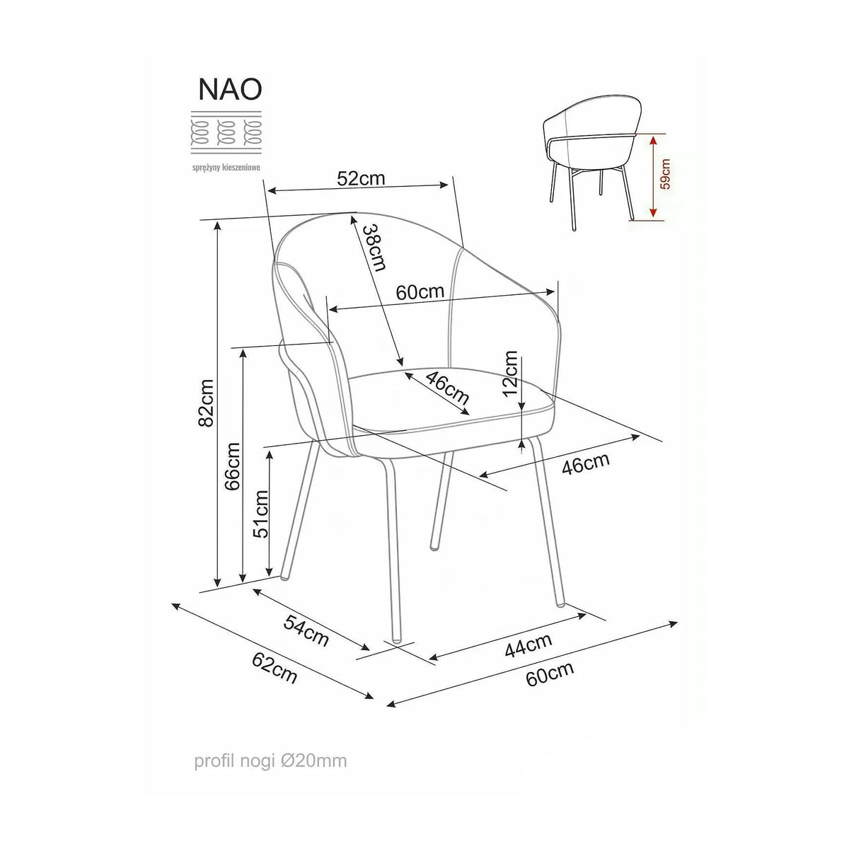Scaun NAO, cappuccino/negru, stofă/metal, 60x46x82 cm