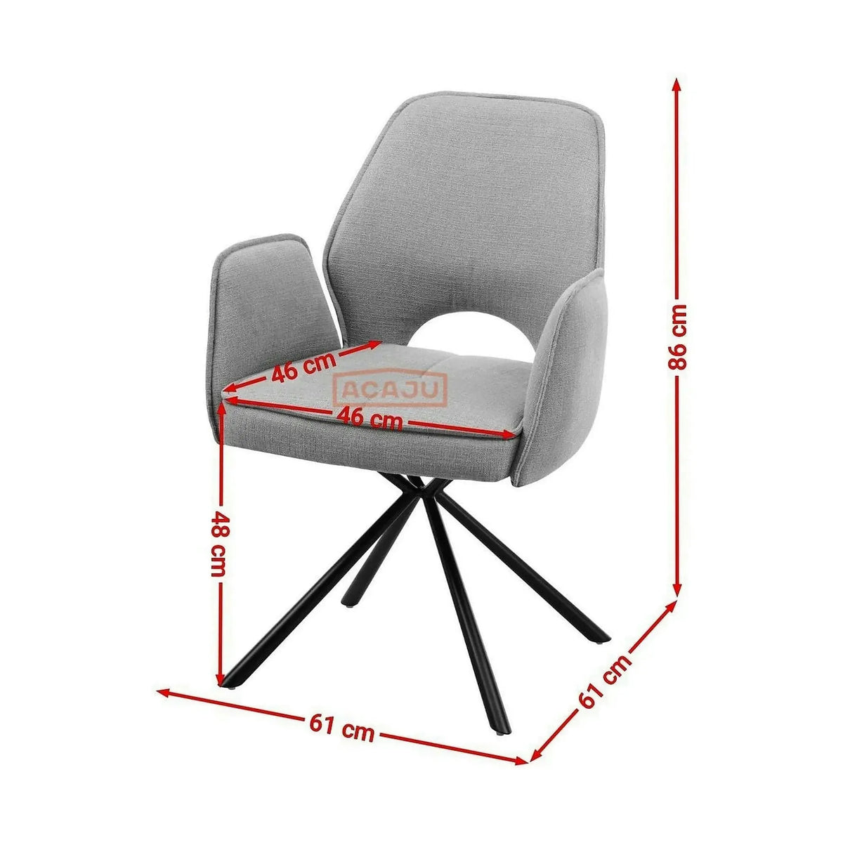 Scaun NELE structura metalica, gri, 61x61x48/86