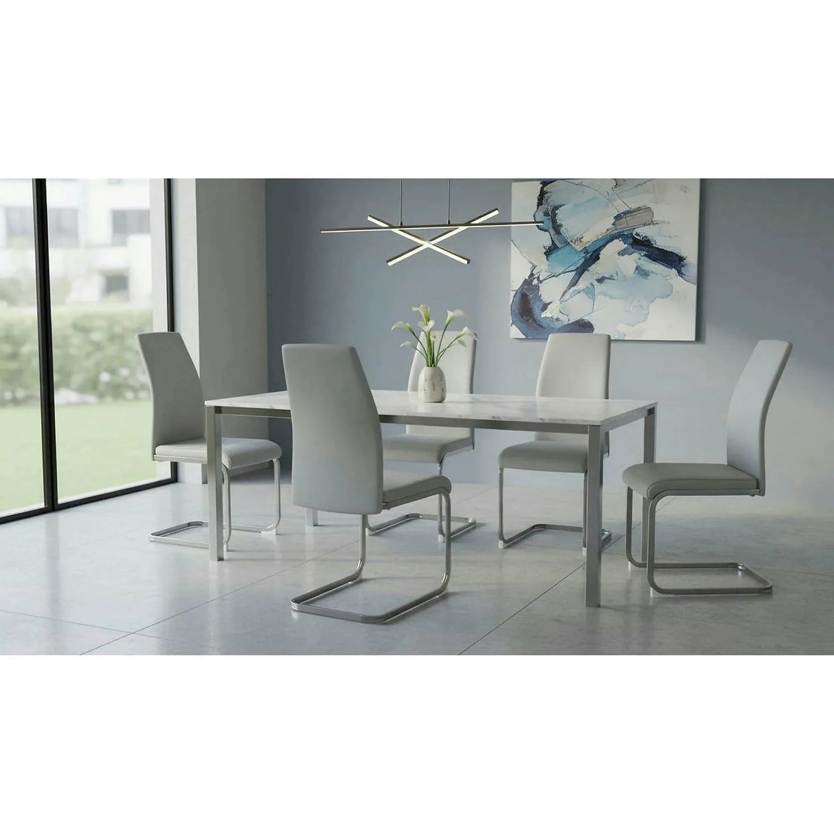 Scaun NOBATA, gri deschis, piele ecologica/metal, 42x56x99 cm