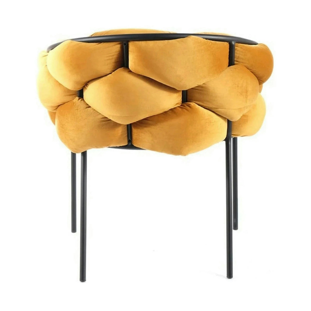 Scaun NORTE, galben mustar/negru, stofa catifelata/metal, 76x40x75 cm