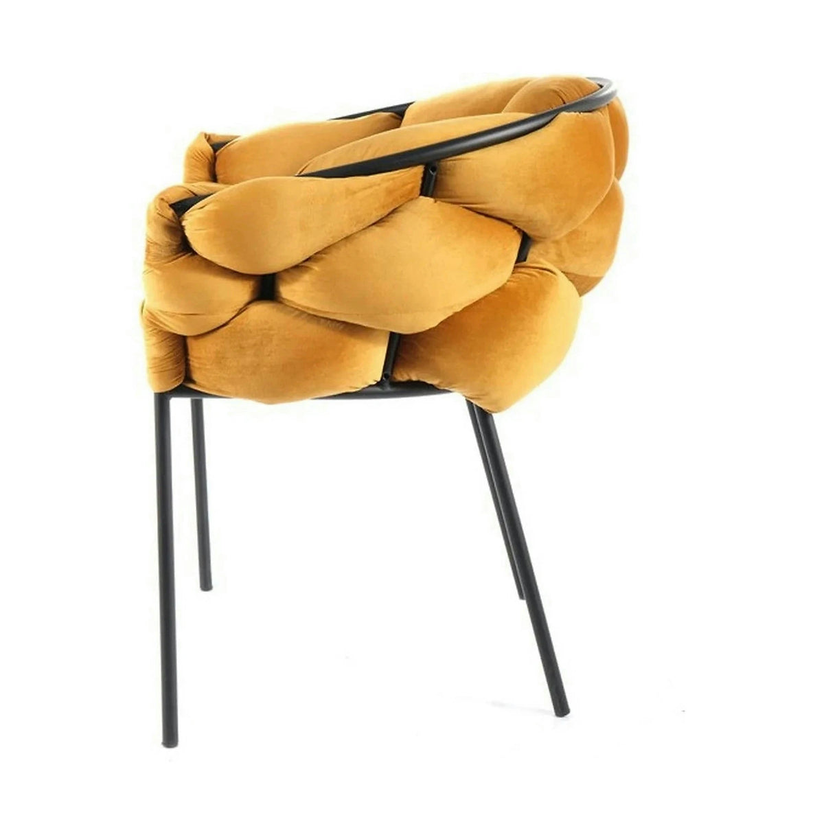Scaun NORTE, galben mustar/negru, stofa catifelata/metal, 76x40x75 cm
