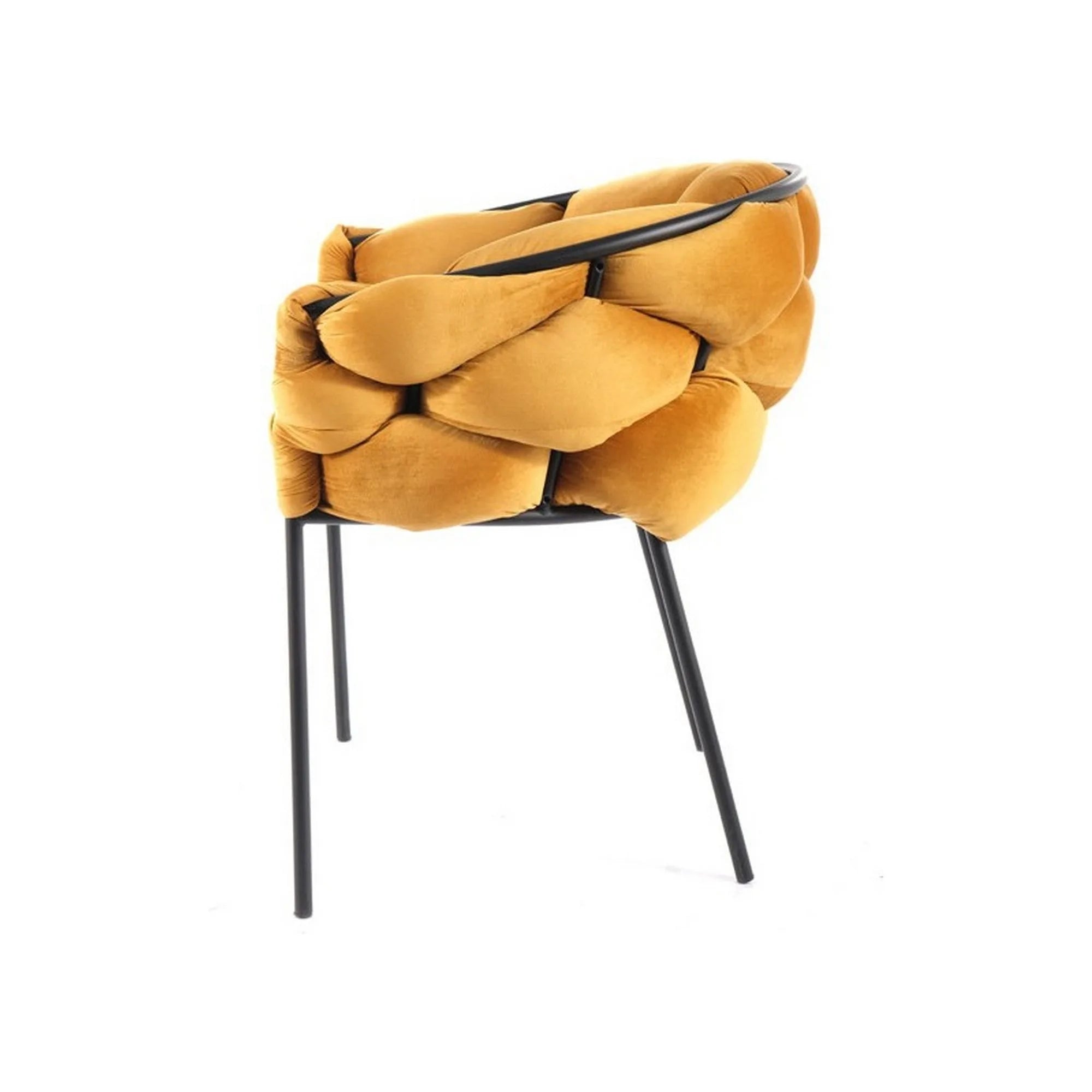 Scaun NORTE, galben mustar/negru, stofa catifelata/metal, 76x40x75 cm