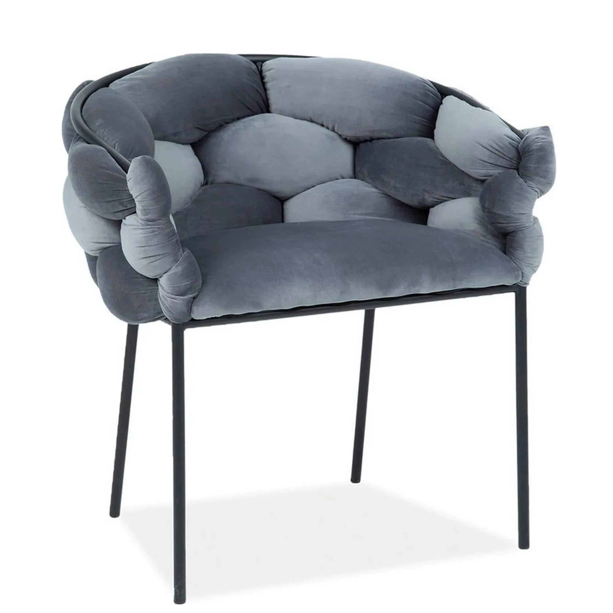 Scaun NORTE, gri/negru, stofa catifelata/metal, 76x40x75 cm