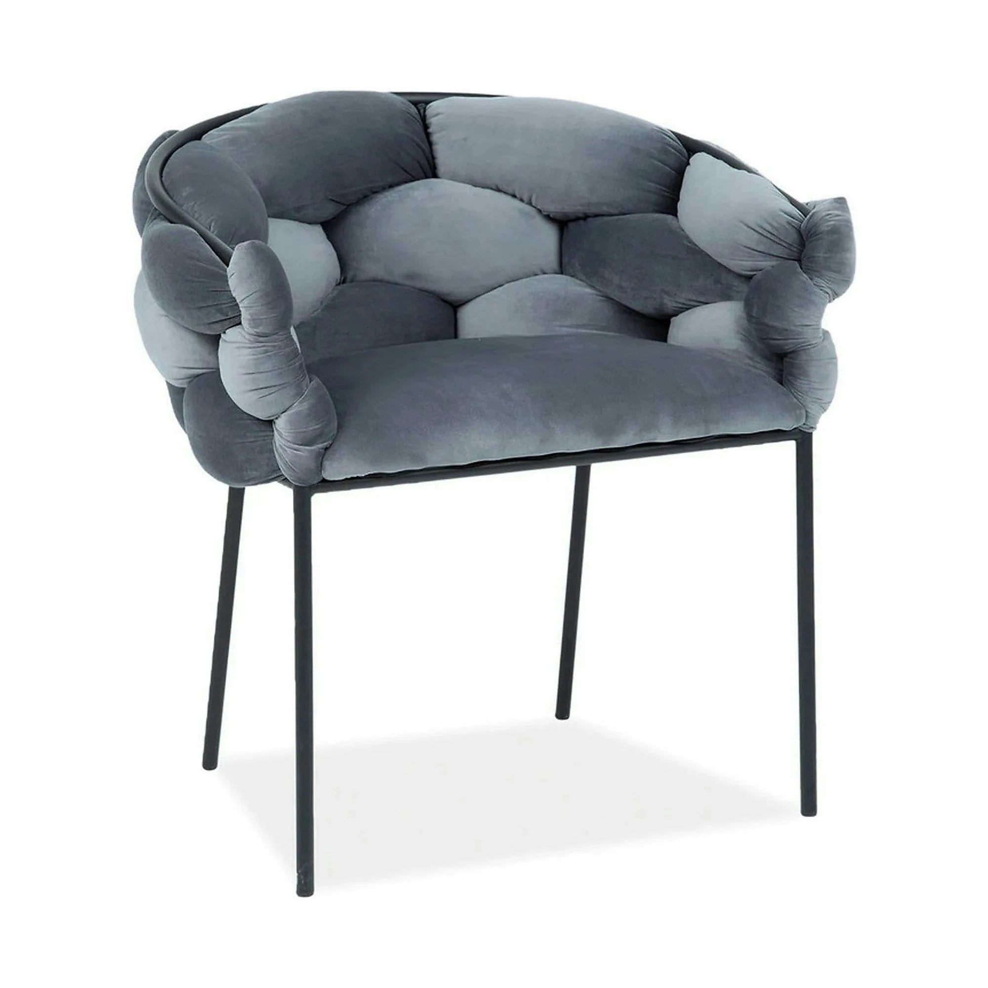 Scaun NORTE, gri/negru, stofa catifelata/metal, 76x40x75 cm