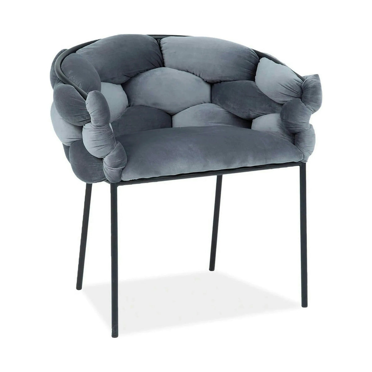 Scaun NORTE, gri/negru, stofa catifelata/metal, 76x40x75 cm