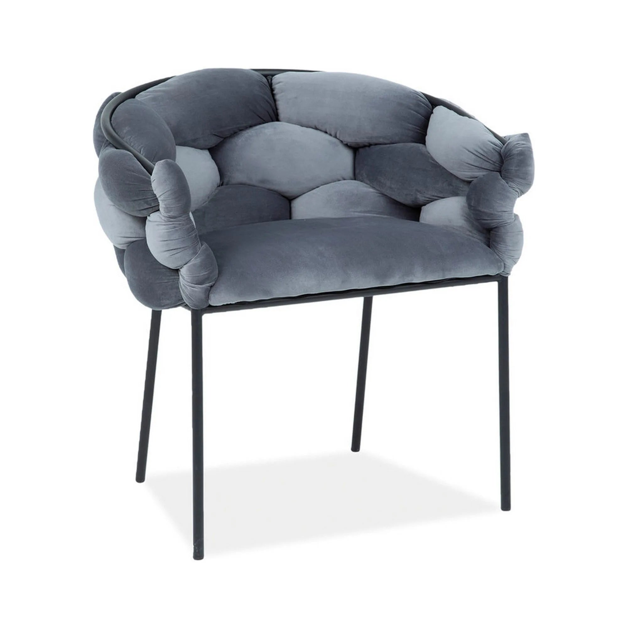 Scaun NORTE, gri/negru, stofa catifelata/metal, 76x40x75 cm