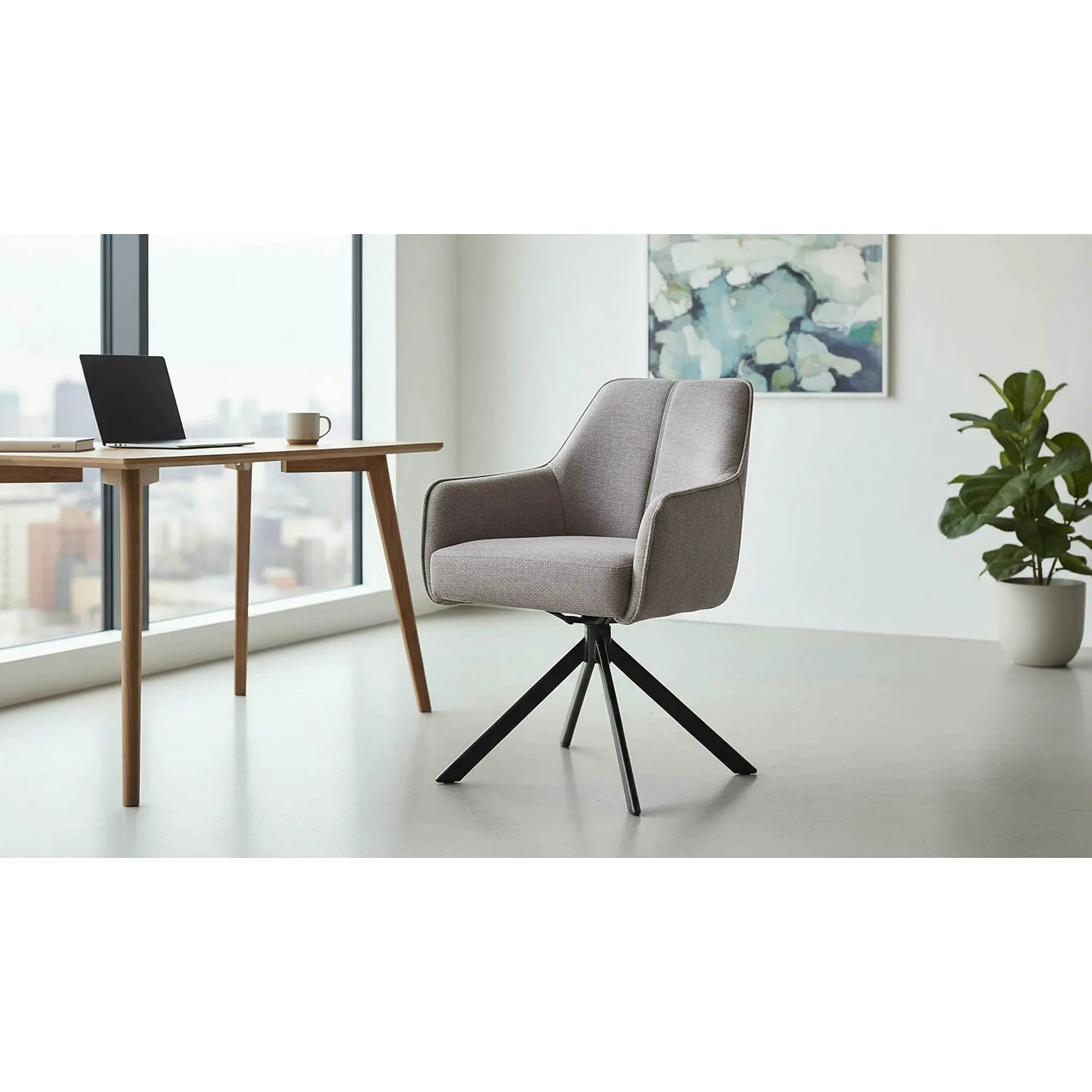 Scaun NOTTI, gri/negru, stofa clasica/metal, 55x45x83 cm