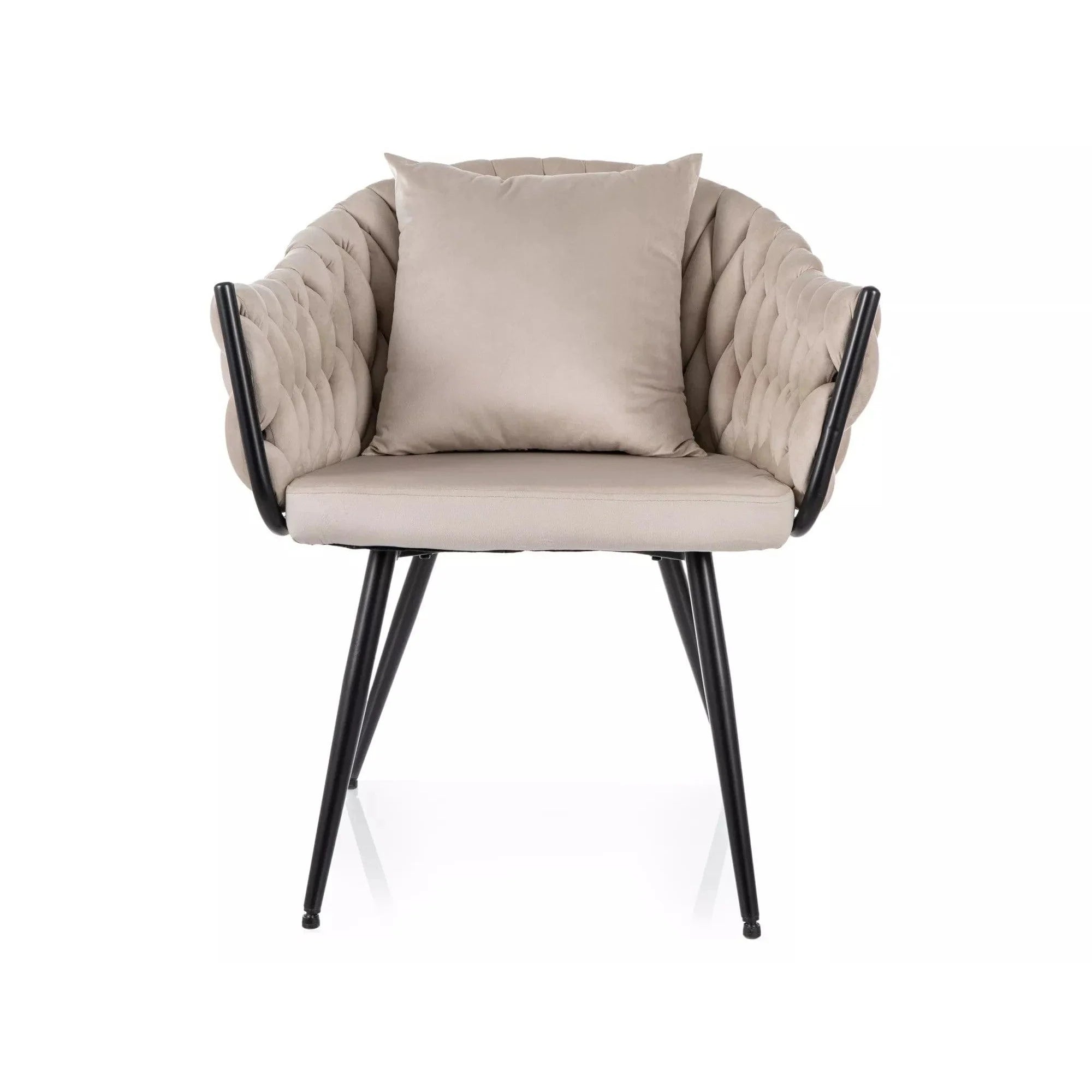 Scaun NUVO, bej deschis - Bluvel 30, stofa catifelata/metal, 62x47x86 cm