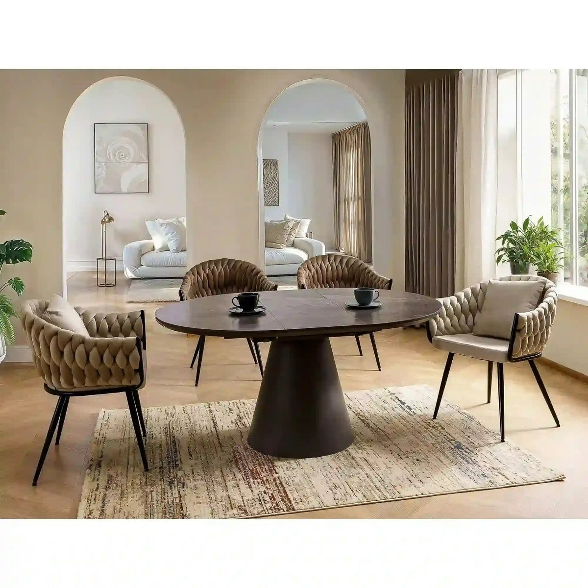 Scaun NUVO, bej inchis - Bluvel 40, stofa catifelata/metal, 62x47x86 cm