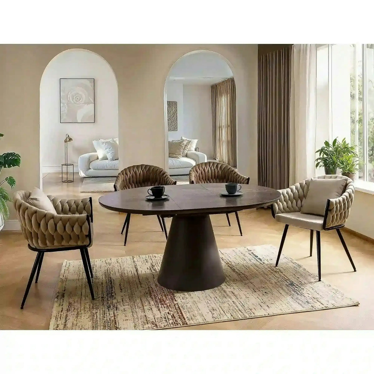 Scaun NUVO, bej inchis - Bluvel 40, stofa catifelata/metal, 62x47x86 cm