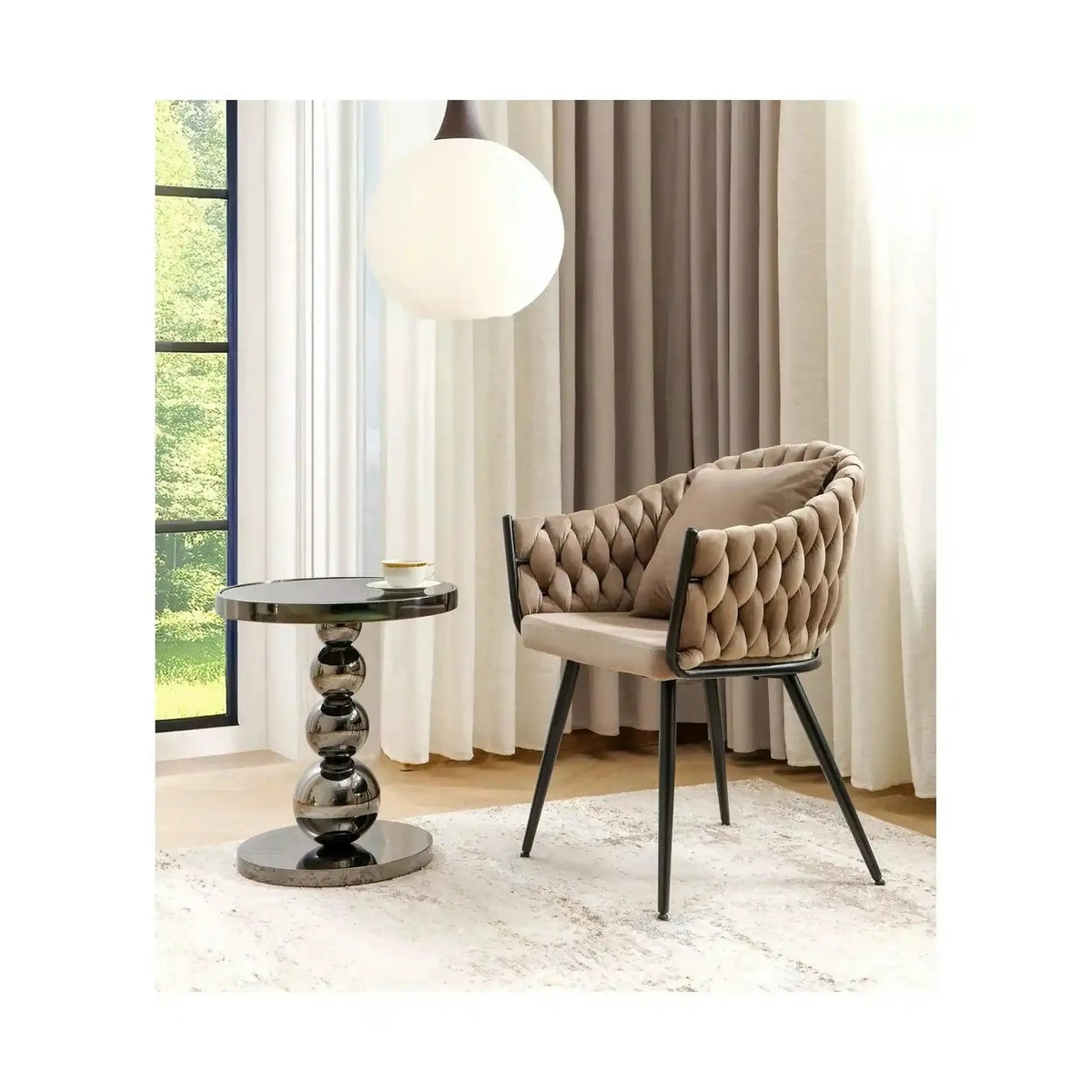 Scaun NUVO, bej inchis - Bluvel 40, stofa catifelata/metal, 62x47x86 cm