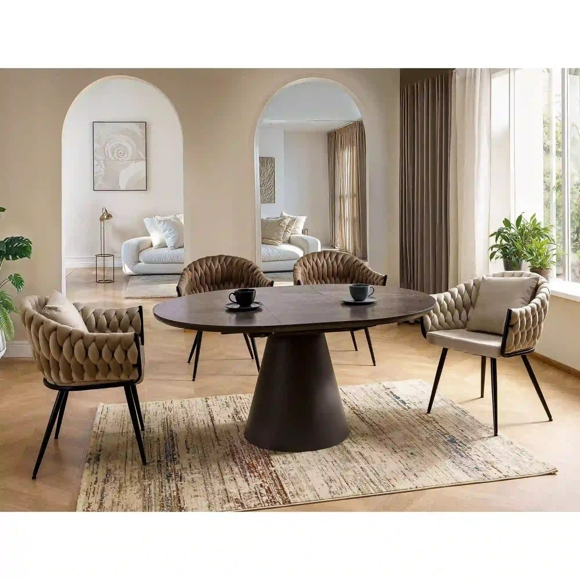 Scaun NUVO, bej inchis - Bluvel 40, stofa catifelata/metal, 62x47x86 cm