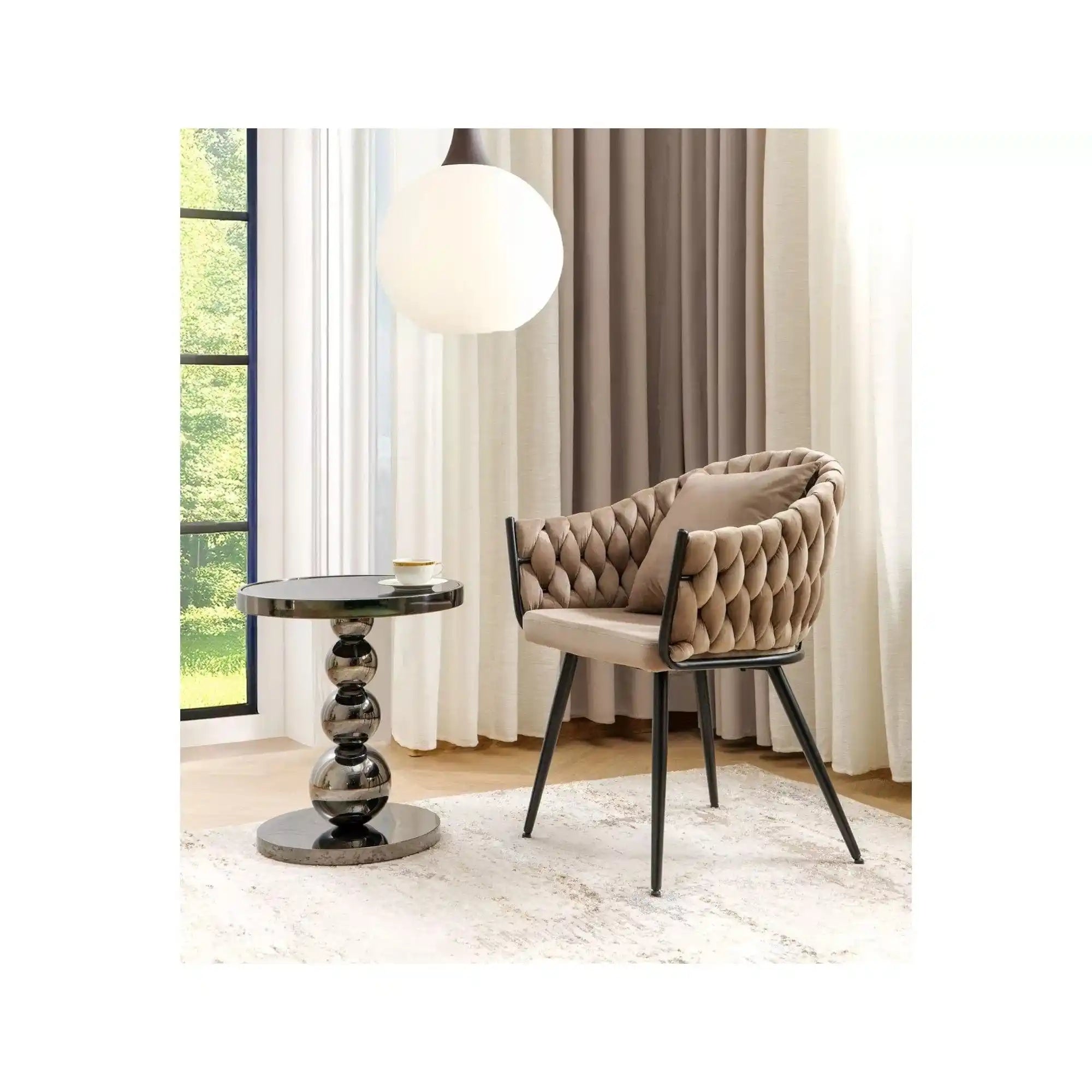 Scaun NUVO, bej inchis - Bluvel 40, stofa catifelata/metal, 62x47x86 cm