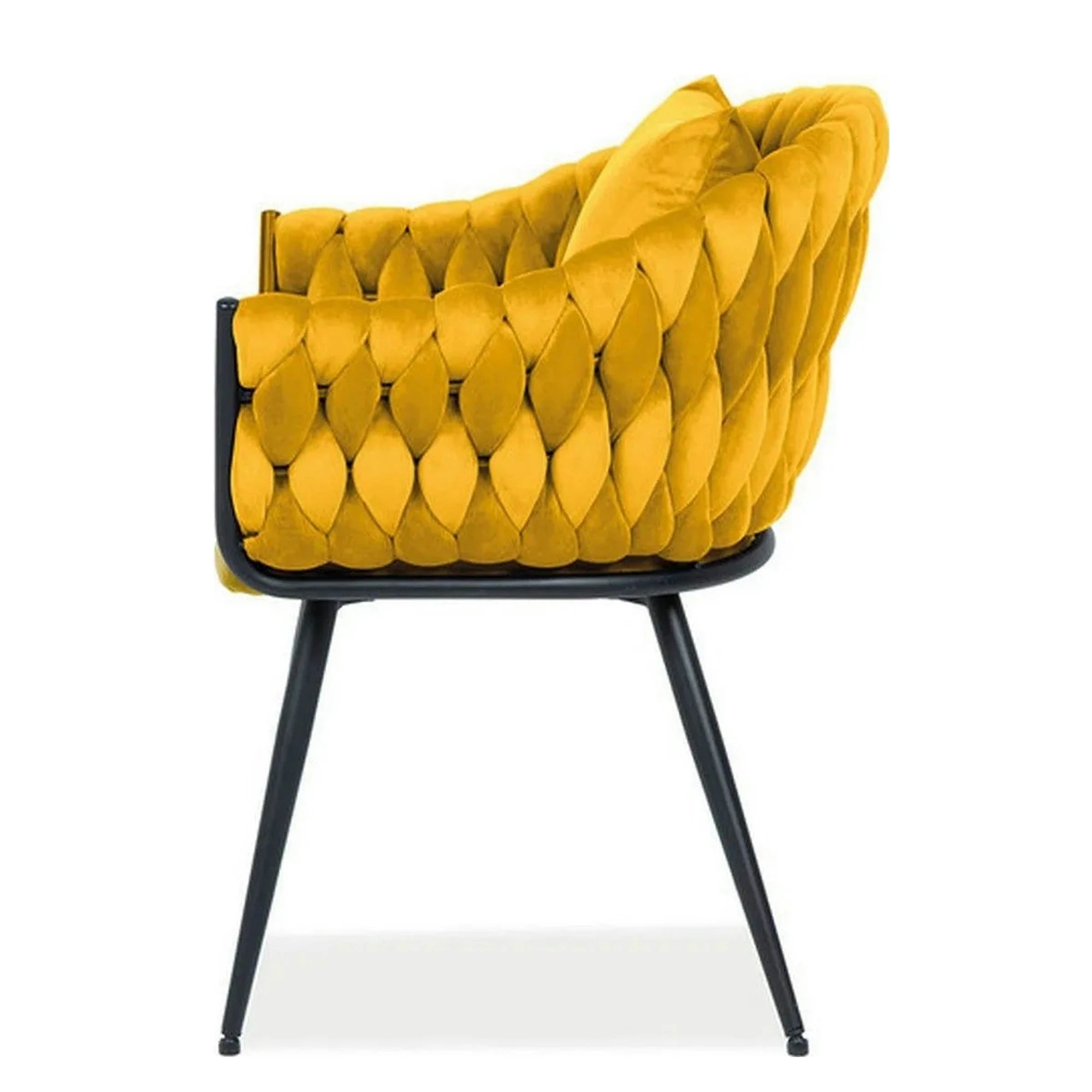 Scaun NUVO, galben mustar/negru, stofa catifelata/metal, 62x47x86 cm