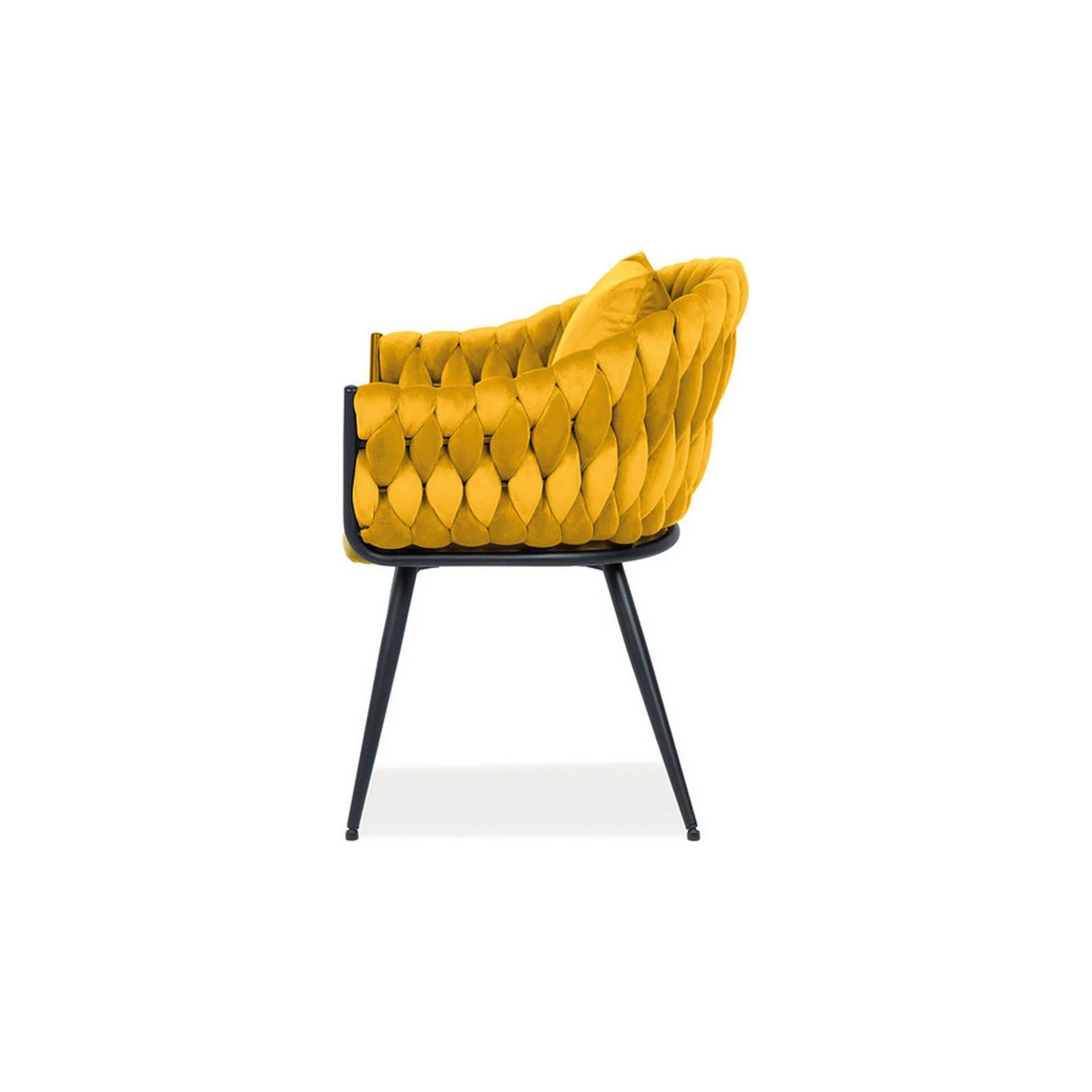 Scaun NUVO, galben mustar/negru, stofa catifelata/metal, 62x47x86 cm