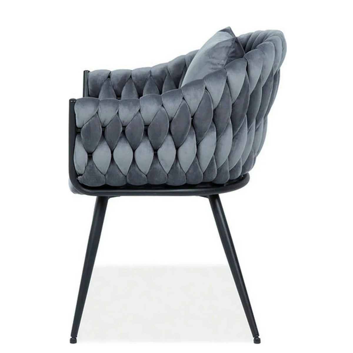 Scaun NUVO, gri/negru, stofa catifelata,metal, 62x47x86 cm