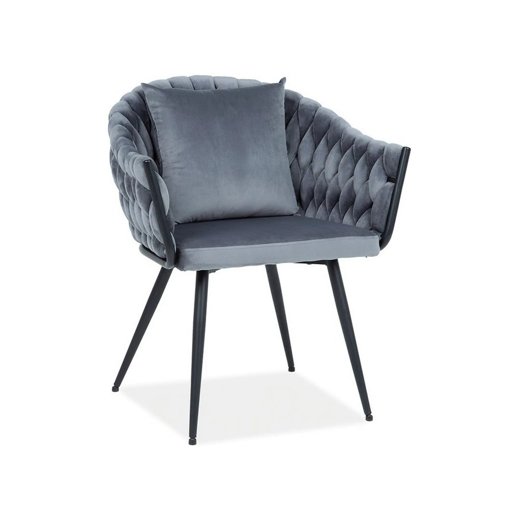 Scaun NUVO, gri/negru, stofa catifelata,metal, 62x47x86 cm