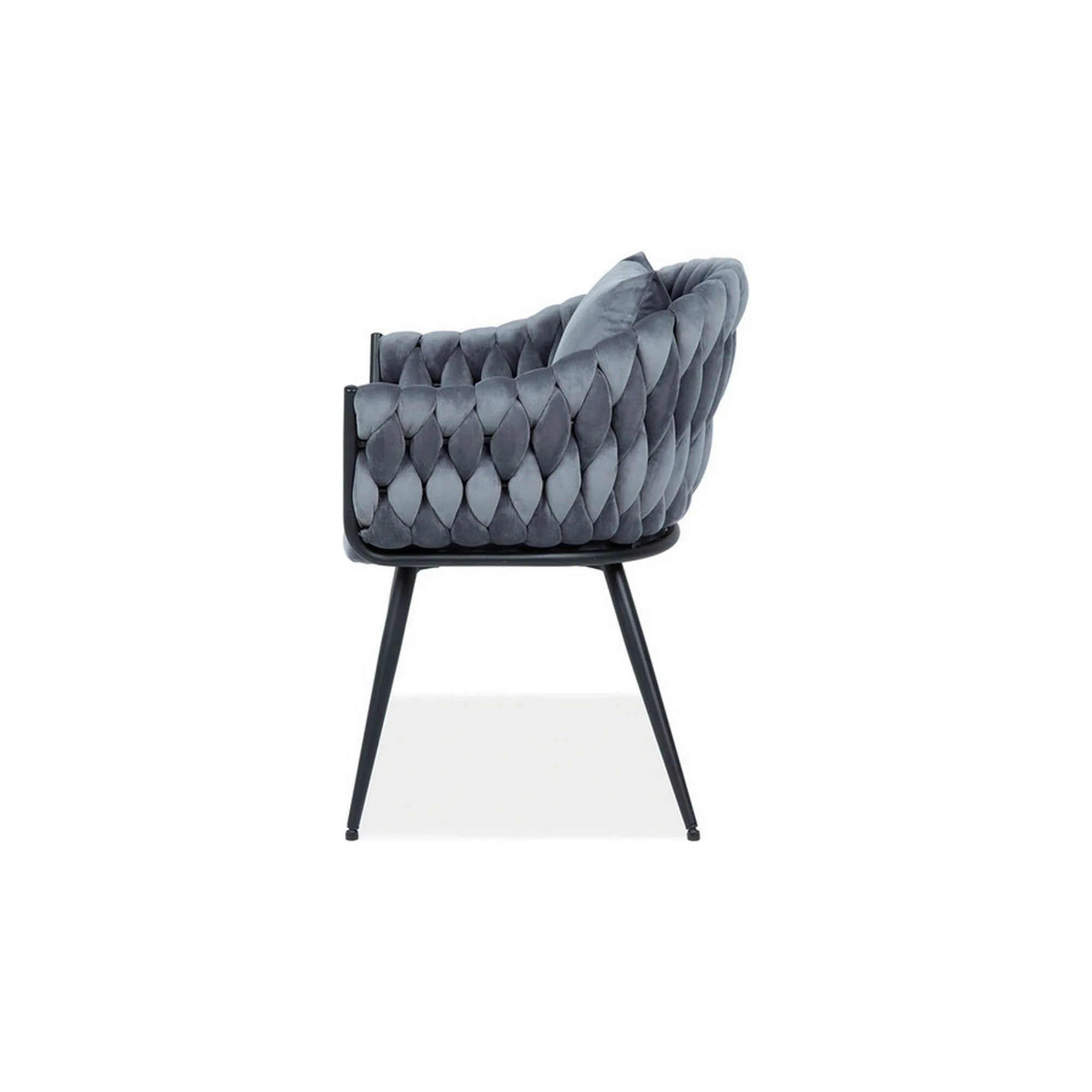 Scaun NUVO, gri/negru, stofa catifelata,metal, 62x47x86 cm