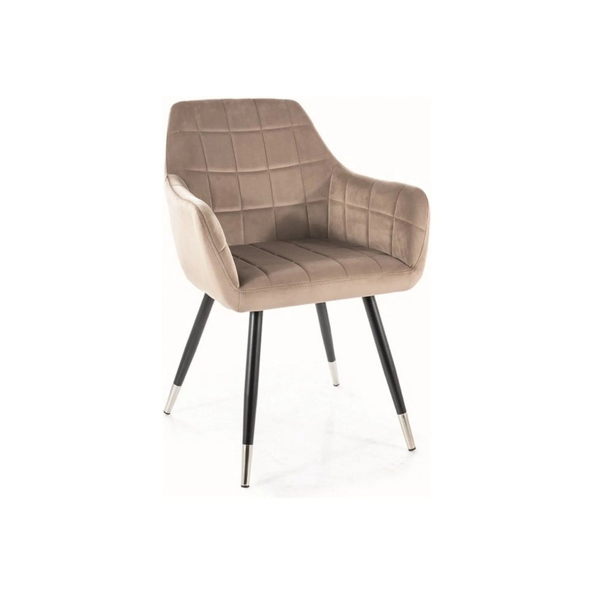 Scaun NUXE, bej/negru, stofa catifelata/metal, 56x42x83 cm