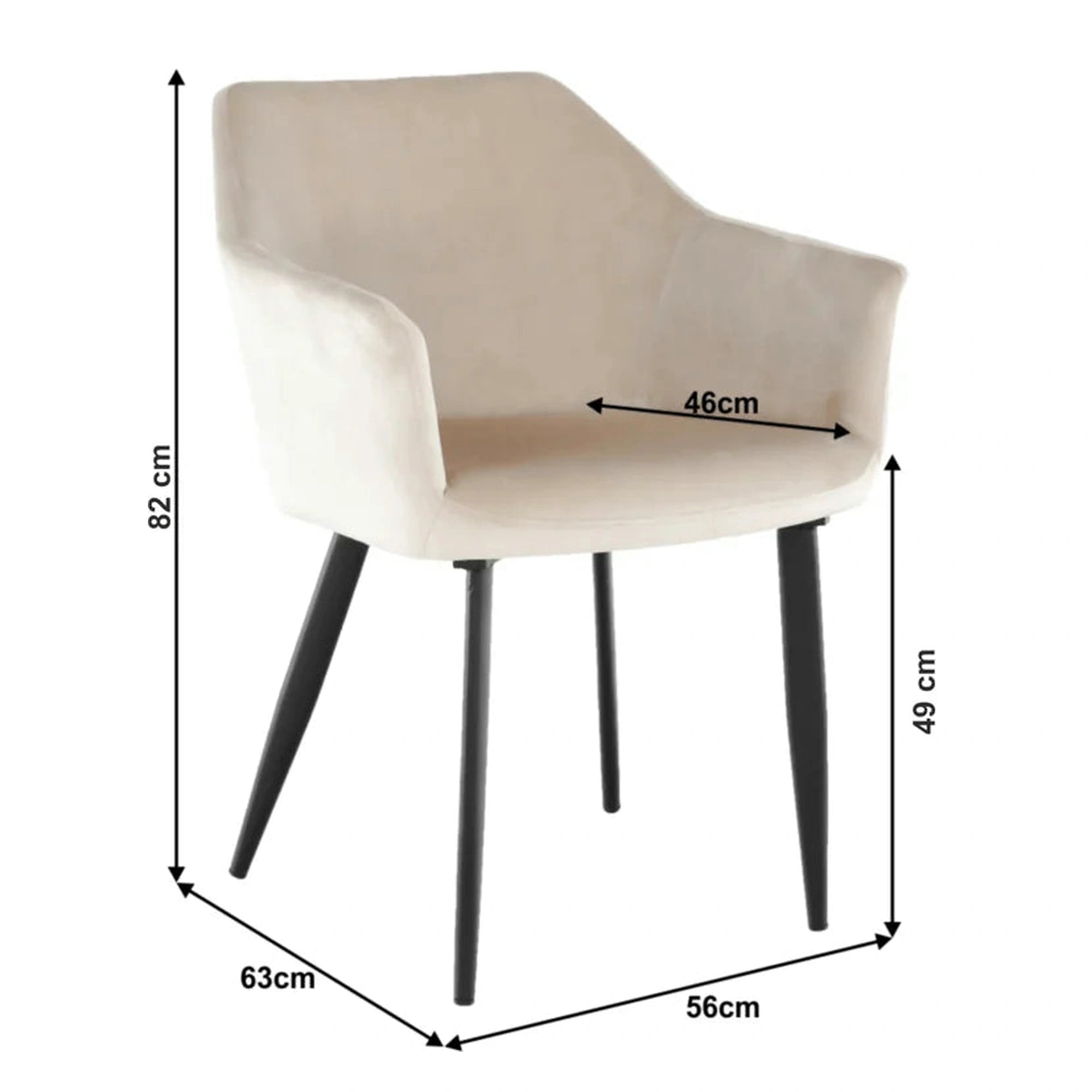Scaun ODOVEL, bej/negru, tesatura/metal, 56x63x82 cm