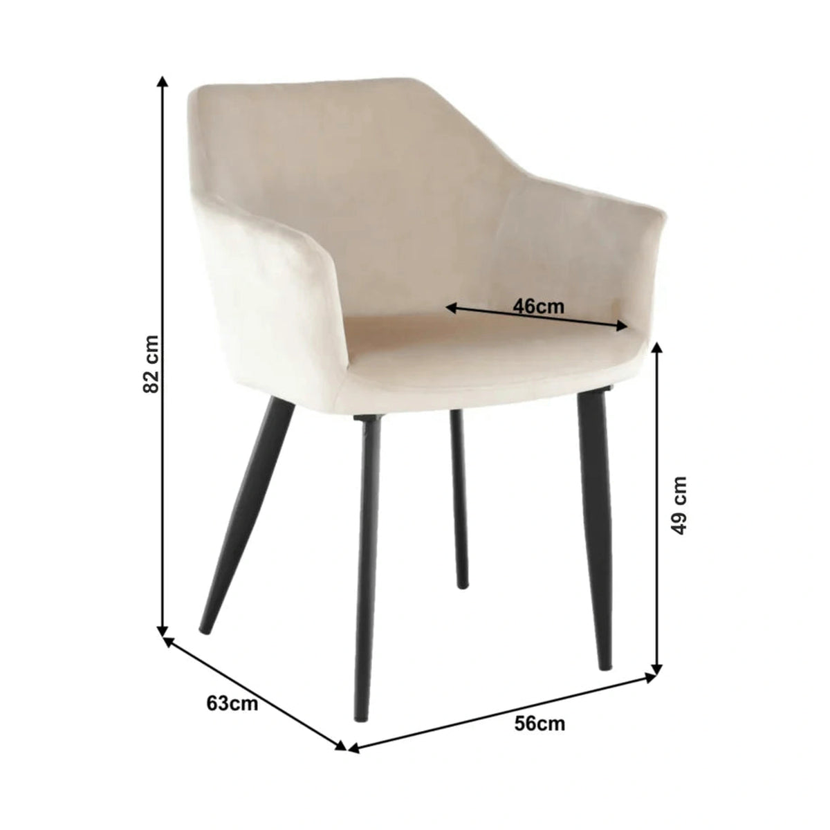 Scaun ODOVEL, bej/negru, tesatura/metal, 56x63x82 cm