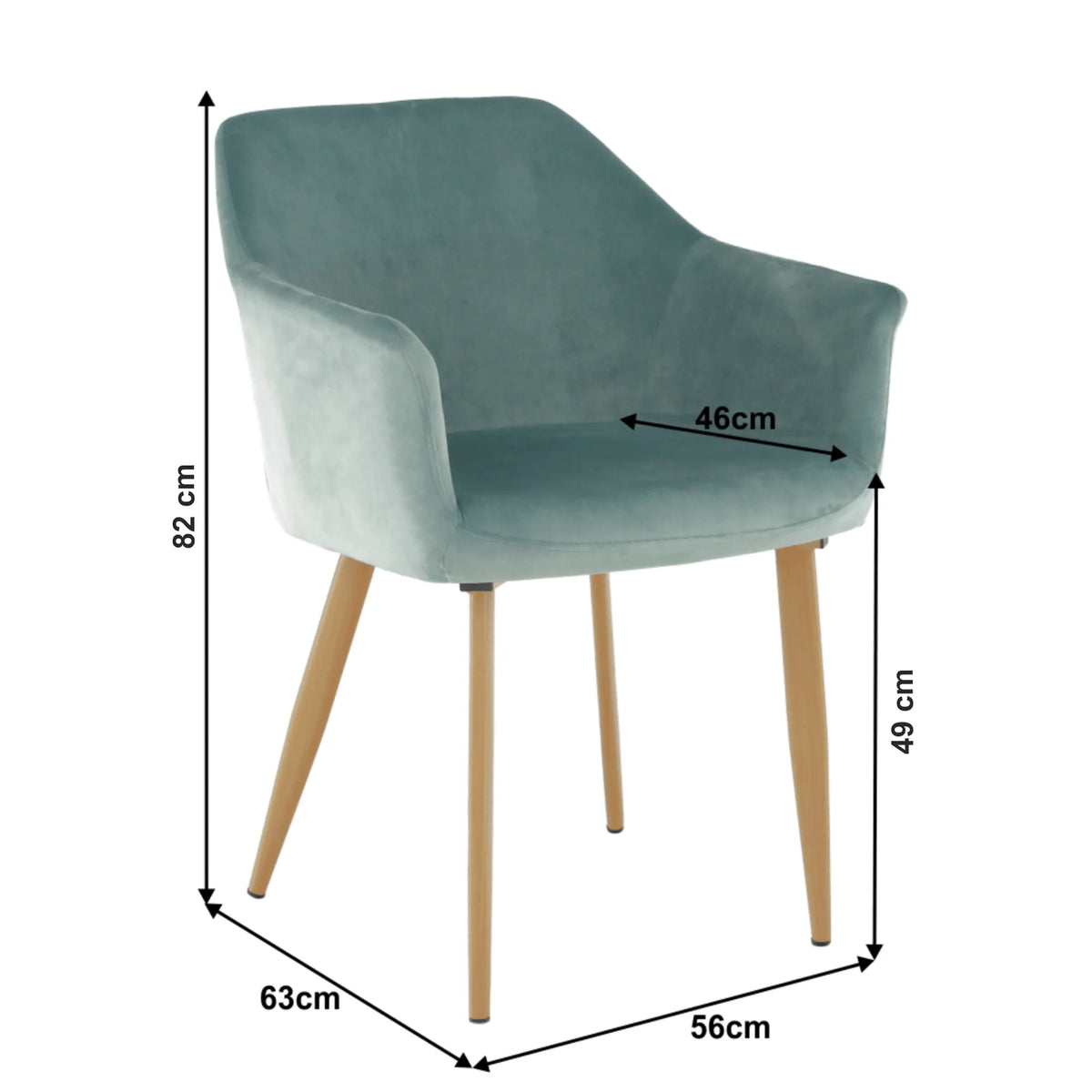 Scaun ODOVEL, menta/fag, tesatura/metal, 56x63x82 cm