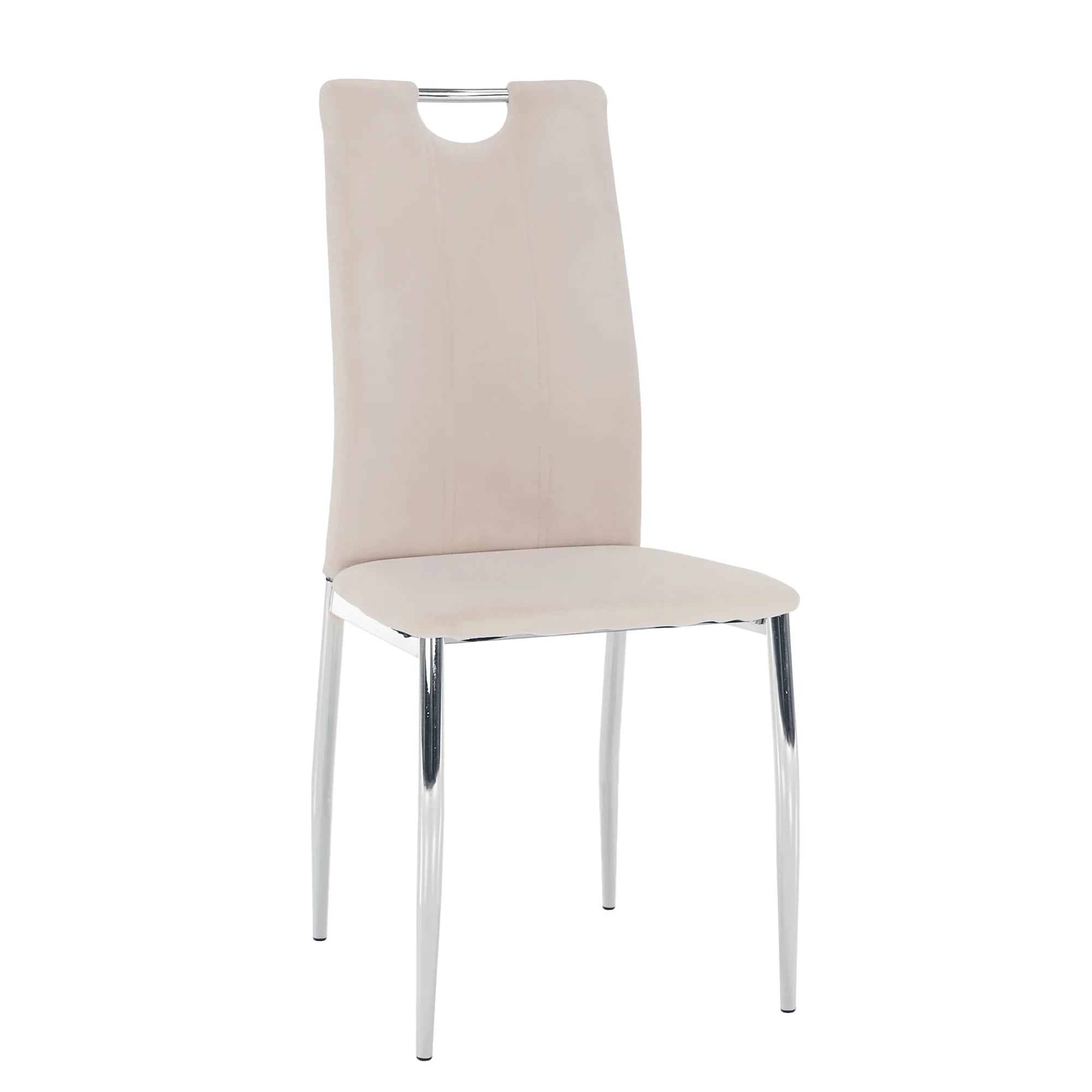 Scaun OLIVA NEW, bej/crom, stofa catifelata/metal, 42x52x97 cm