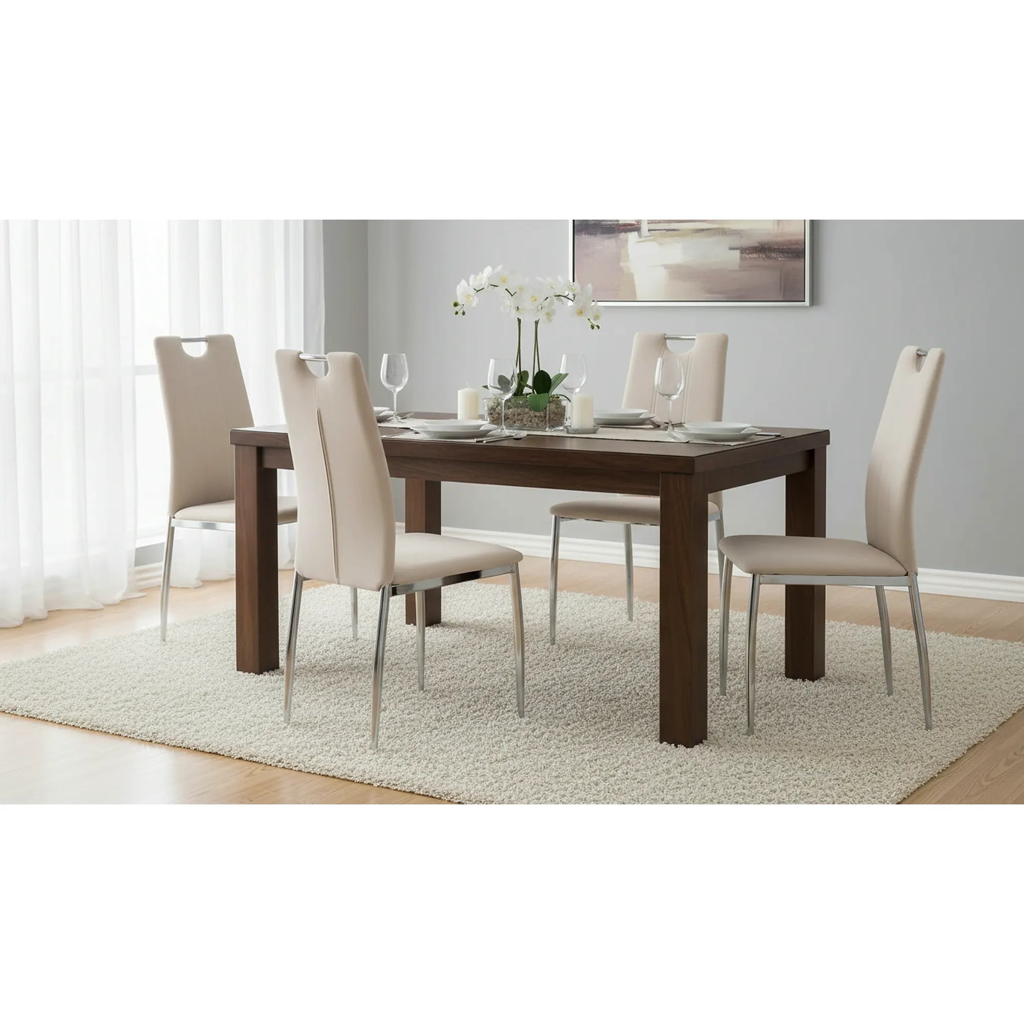 Scaun OLIVA NEW, bej/crom, stofa catifelata/metal, 42x52x97 cm