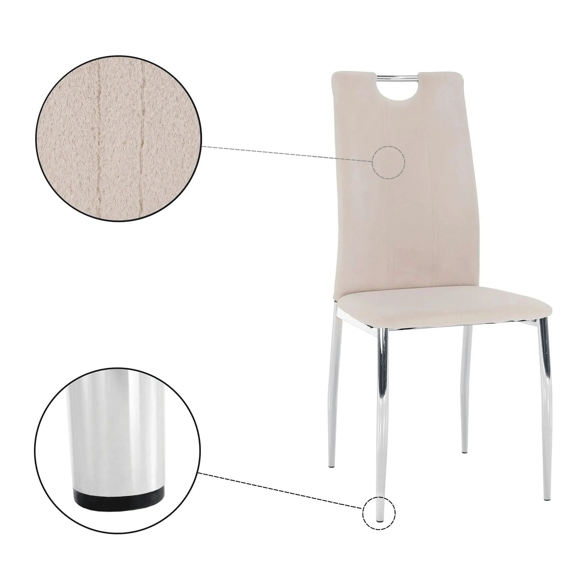 Scaun OLIVA NEW, bej/crom, stofa catifelata/metal, 42x52x97 cm
