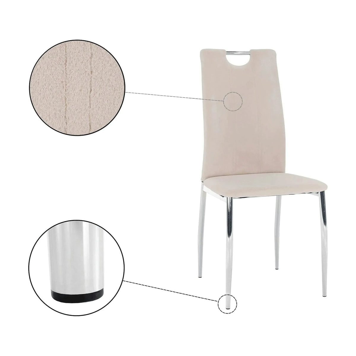 Scaun OLIVA NEW, bej/crom, stofa catifelata/metal, 42x52x97 cm