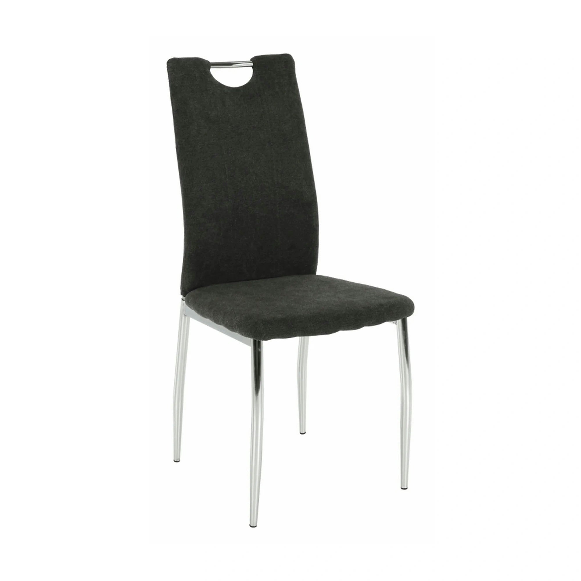Scaun OLIVA NEW, gri maroniu/crom, textil/metal, 42x52x97 cm