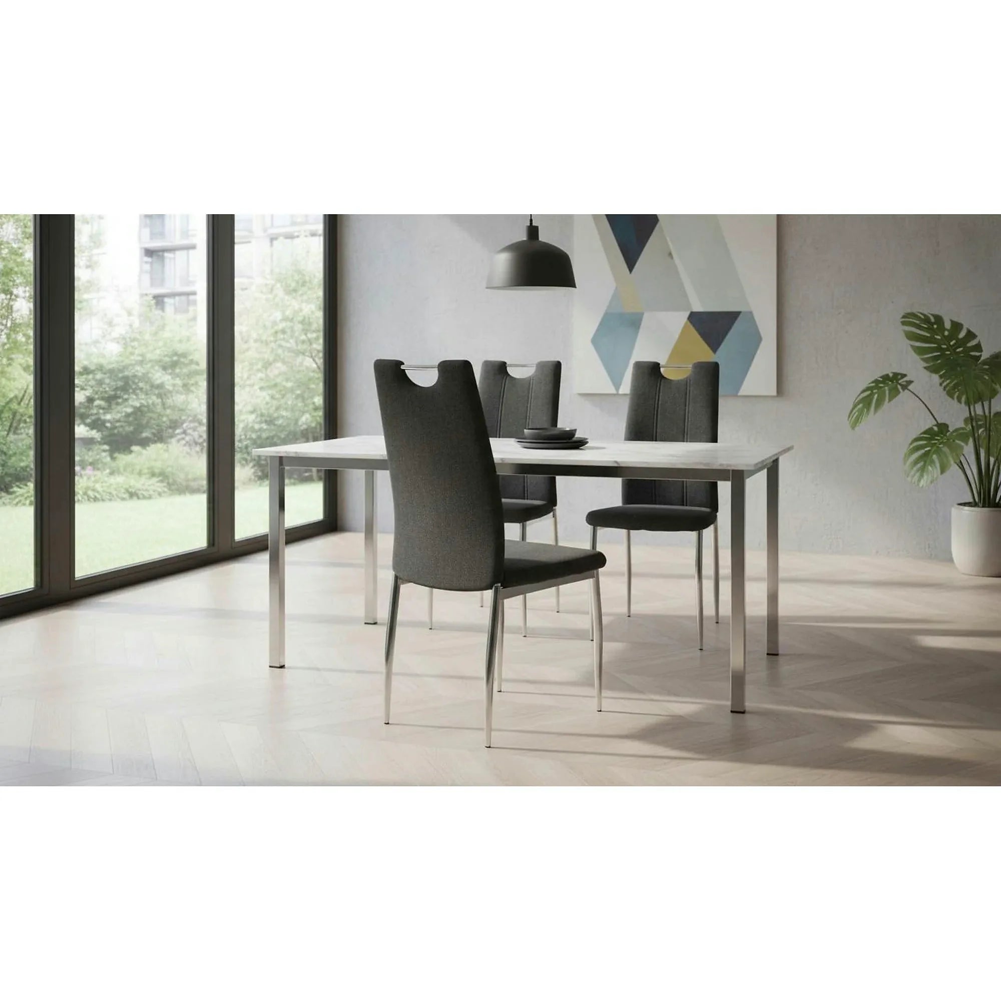 Scaun OLIVA NEW, gri maroniu/crom, textil/metal, 42x52x97 cm